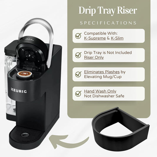 Drip Tray Mug/Cup Riser Made for the Keurig to Reduce Splashes - Riser Only (White, K-Slim 1.7 inches Tall)