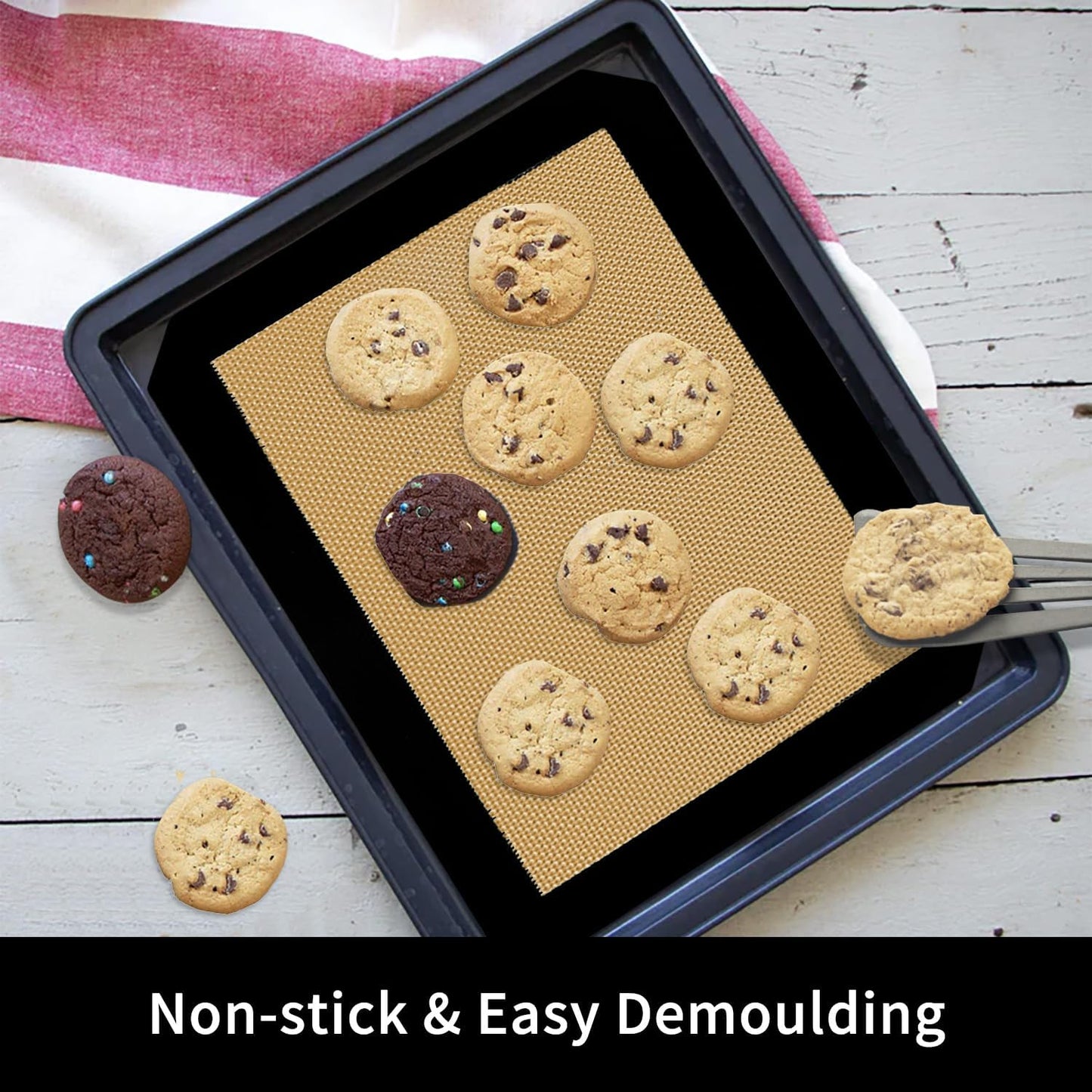 Small Silicone Baking Mats, Set of 4,11-4/5x8-1/4 Inch Quarter Sheet Size, Non Stick, BPA Free, 1/4 Baking Sheet Pan Liner for Cookies, Macaron, Bread, Pastry, Toaster (Multi Colors)