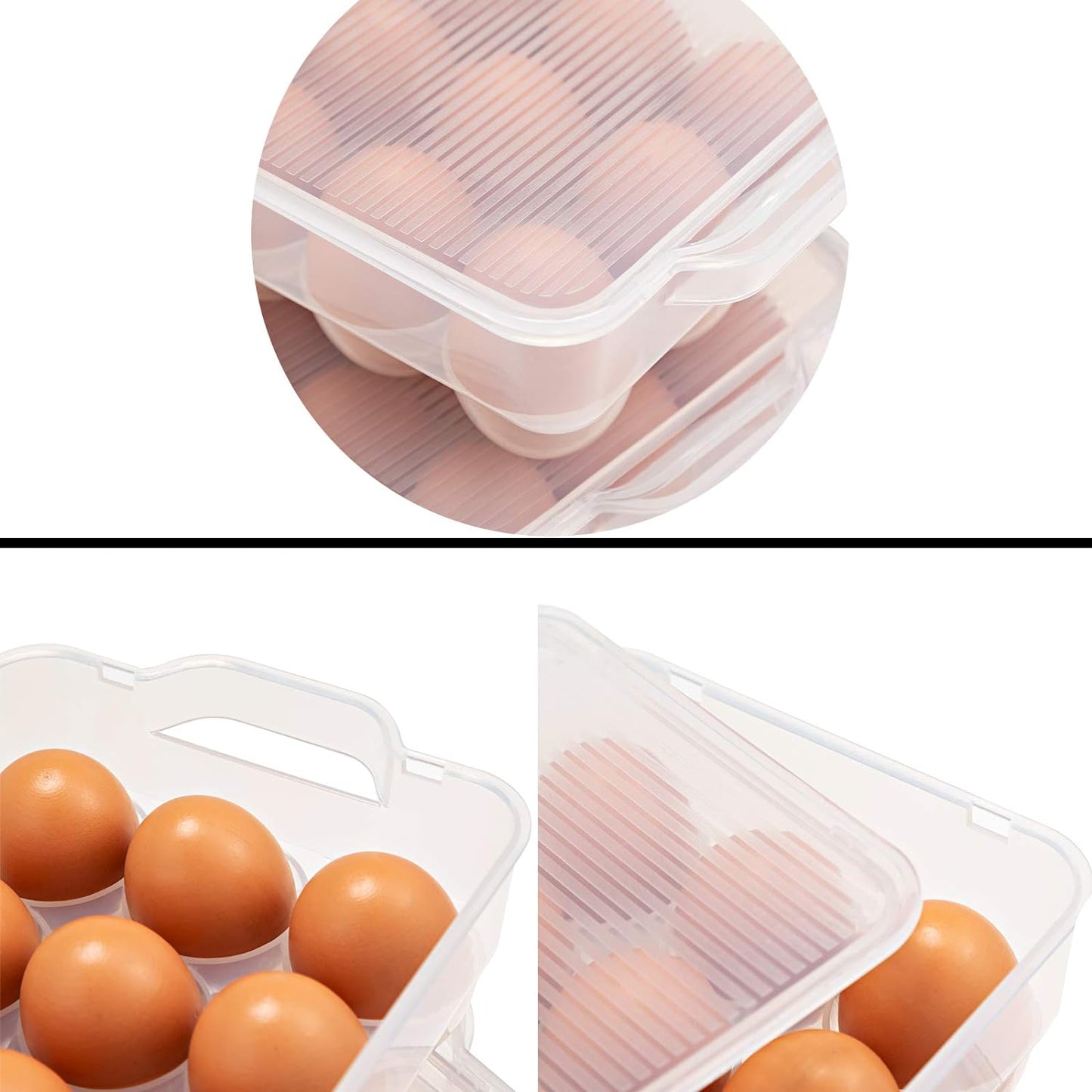 Covered Egg Holder,Egg Storage for Refrigerator,Fits 18 Eggs,Pack of 4