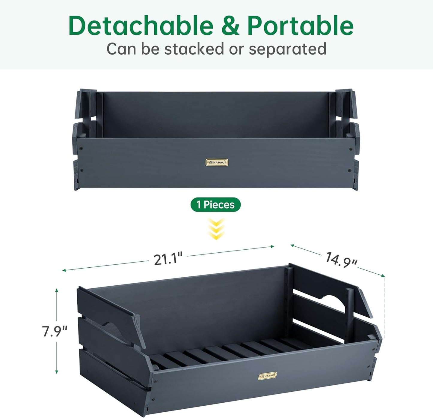 HABAU Wood Potato Onion Storage Bins - Wooden Stackable Produce Basket - Fruit Vegetable Storage for Kitchen Pantry Organization