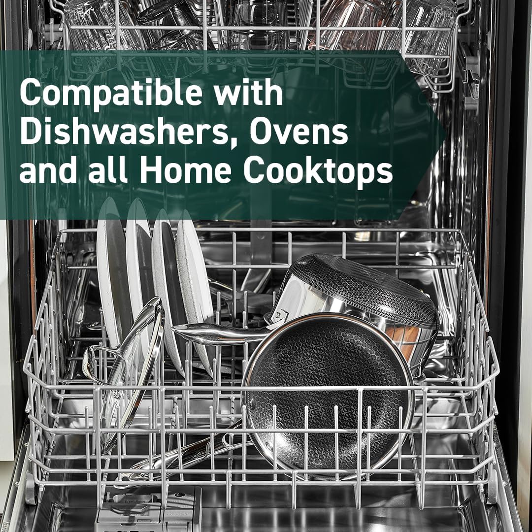 HexClad Hybrid Nonstick 8-Inch Frying Pan, Stay-Cool Handle, Dishwasher-Friendly, Oven-Safe Up to 900°F, Induction Ready, Compatible with All Cooktops