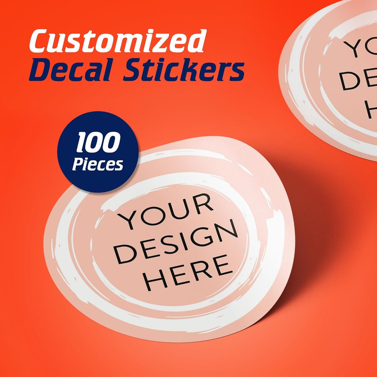 100 Custom Vinyl Stickers - Upload Your own Image, Text, Design, Logo - Personalized Logo Labels for Handmade, Packaging, Bottle, Jars, Candle, Brand Stickers (Peach, 3x3)
