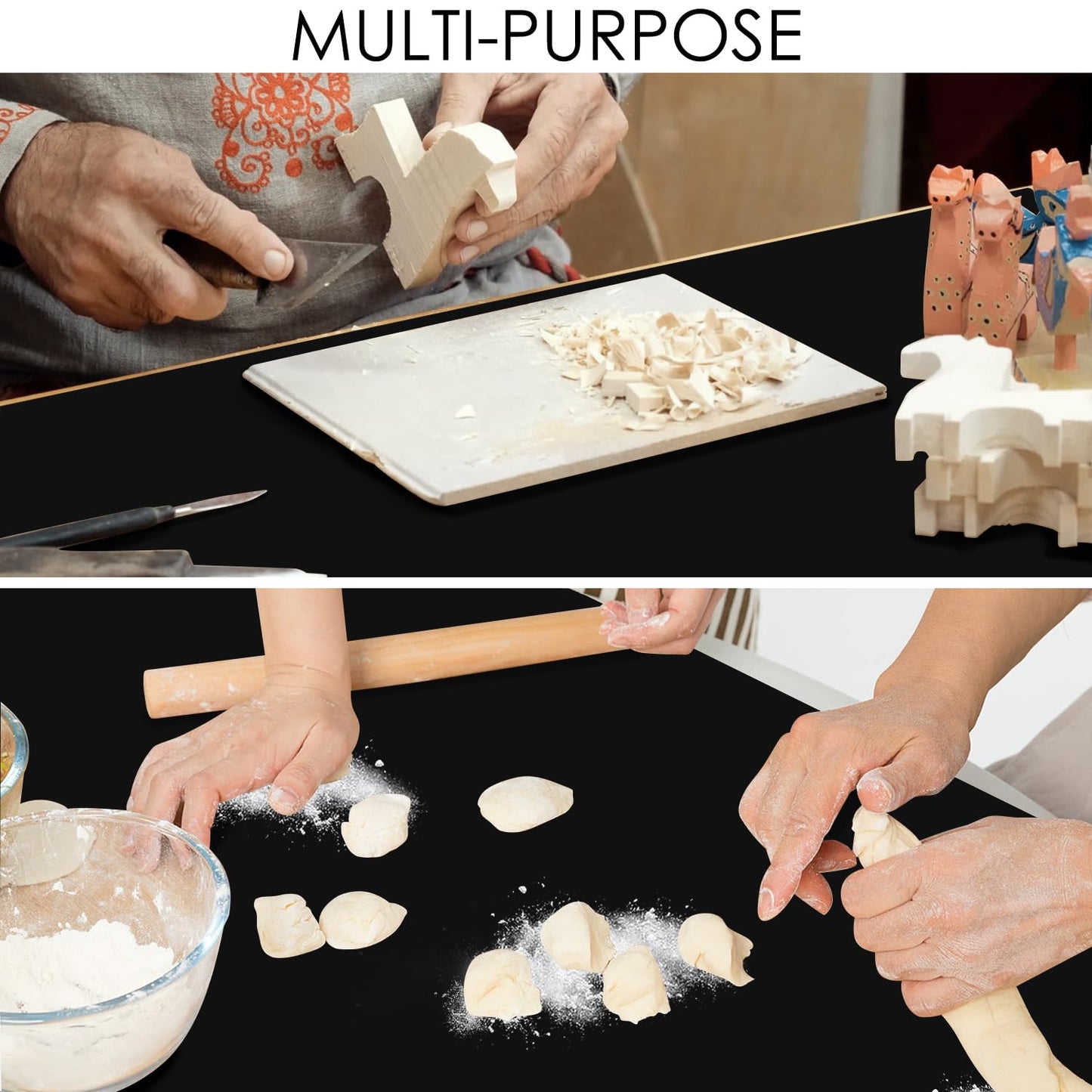 Extra Large Silicone Mat, 31.5x23.6 Large Silicone Placemats for Kids, Heat Resistant Mat for Kitchen Counter, Non Stick Silicone Table Mat for Dough and Pastry, Silicone Craft Mat for Kids, Black