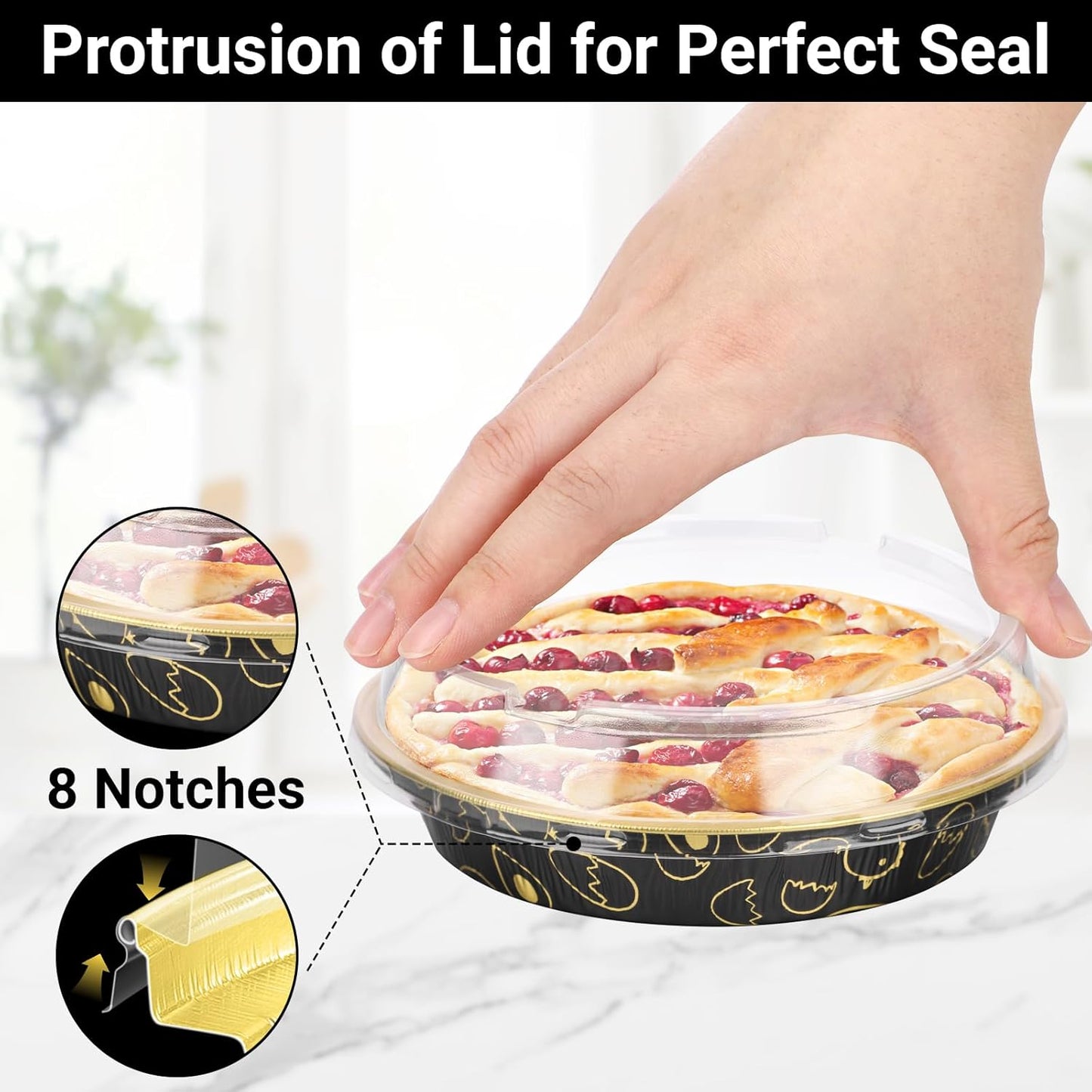 EUSOAR Baking Pans with Lids, 100pcs 10oz/275ml Creme Brulee Disposable Ramekins Cake Storage Container, Round Aluminum Cake Cups Cupcakes Liners Bread Pudding Holders for Wedding Birthday Party