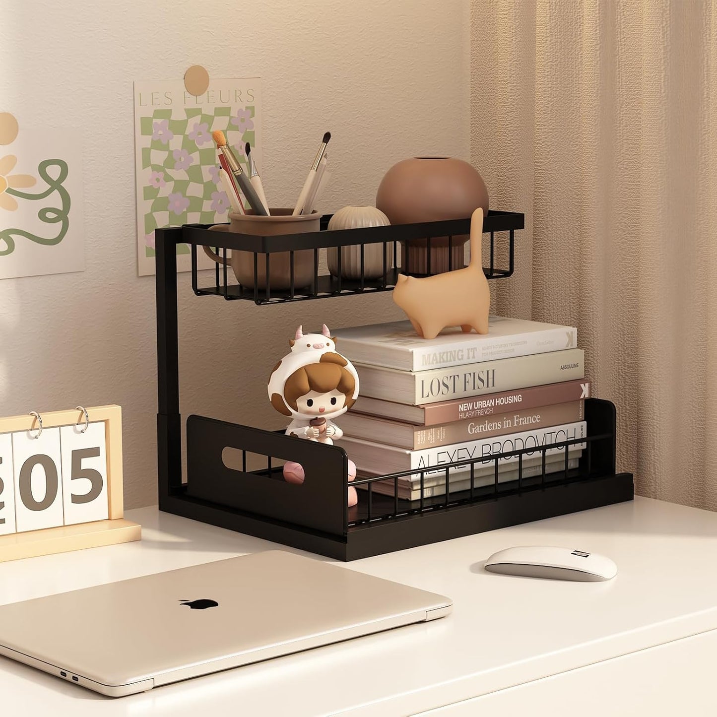 bukfen Under Sink Organizer, Pull Out Cabinet Organizer 2-Tier Slide Out Sliding Shelf Under Cabinet Storage Multi-Use for Under Kitchen Bathroom Sink Organizers and Storage