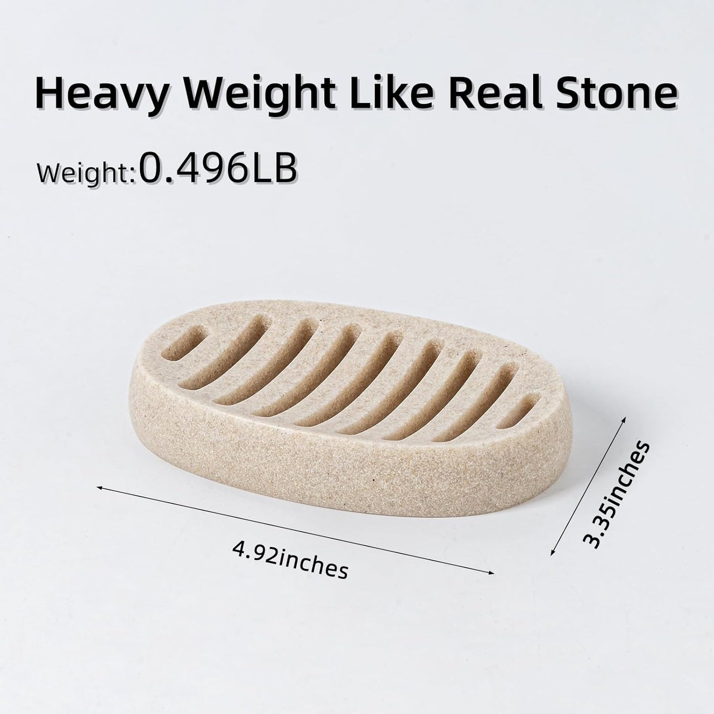 Soap Dish, Self Draining Bar Soap Holders, Oval Soap Saver Spone Holder Tray for Shower Bathroom Sink Countertop Kitchen Bathtub (Beige)