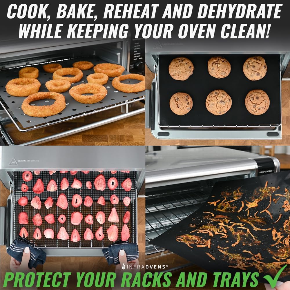 INFRAOVENS Reusable Mats Compatible with Ninja Foodi SP101 SP201 SP301 SP351, Toaster Oven Liners, Accessories for Countertop Convection Oven, Air Fryer Oven with Heat Resistant Non-Stick Liner