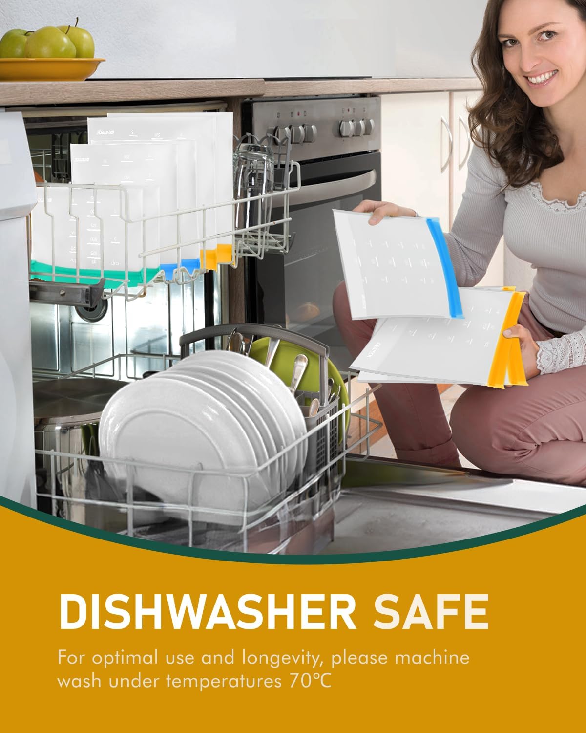 IDEATECH Gallon Freezer Bags Stand Up, Dishwasher Safe & Leakproof Reusable Gallon Bags, Extra Large & BPA Plastic Free Reusable Food Storage Bags for Meats, Veggies(6 Pack)