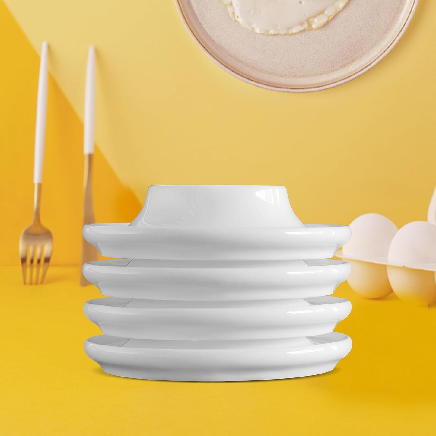 Cinf Ceramic Egg Holder Gift Set of 4 Porcelain Holder Breakfast Boiled Cooking Easy to Clean Childhood Memories Kitchen