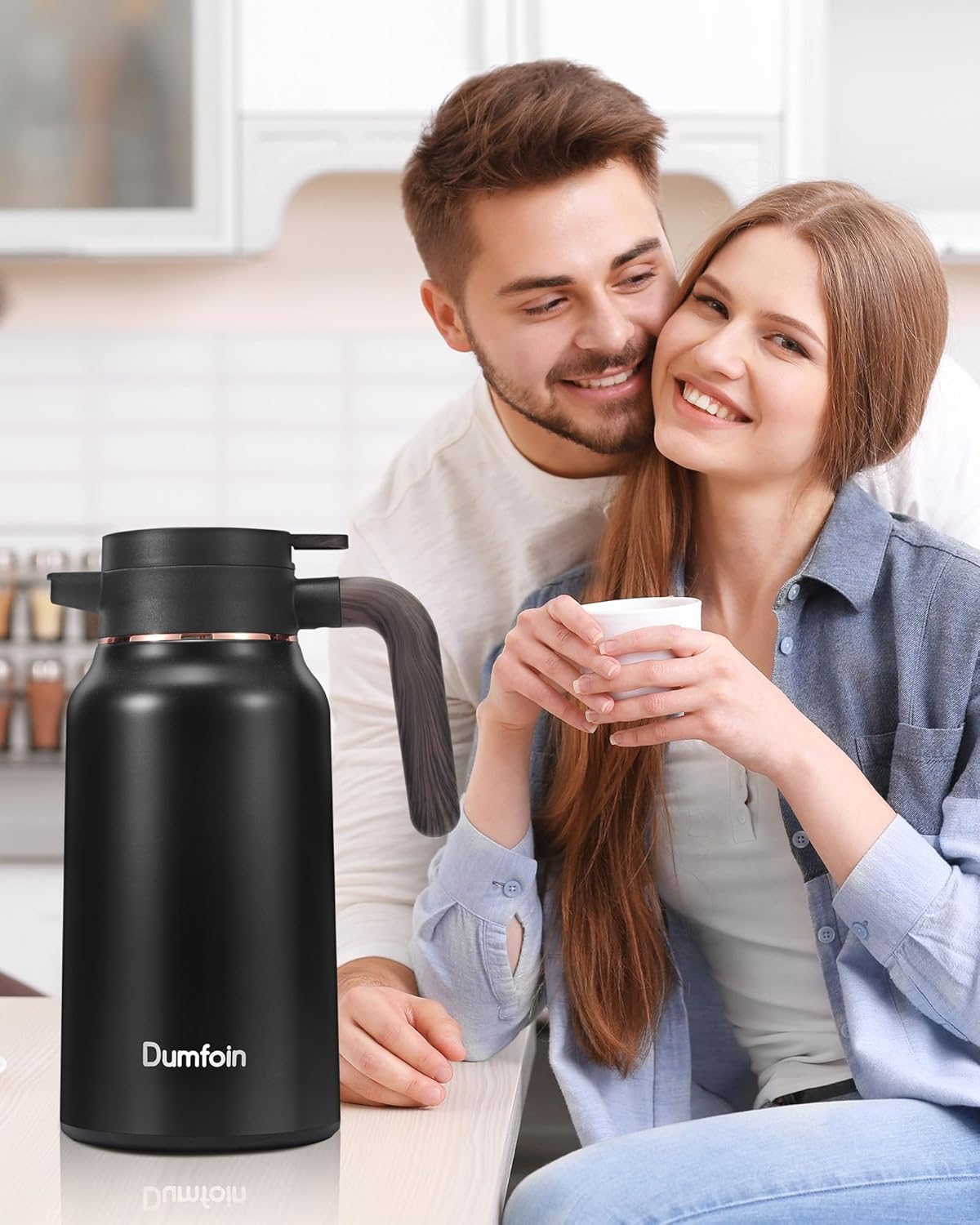 Carafes for Hot Liquids 70 oz - 12 Hour Stainless Steel Thermal Coffee Carafe-Insulated Coffee Carafes For Keeping Hot/Cold Coffee, Tea, Water, Drink Dispenser for Parties(2 Black)