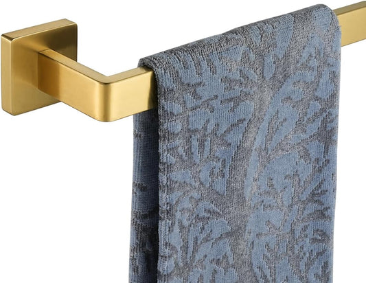 JQK Gold Towel Bar, Rounded Edges 26.41 Inch Towel Rack, 304 Stainless Steel Bathroom Wall Mount, Useable Length 24 Inch, TB250L24-BG