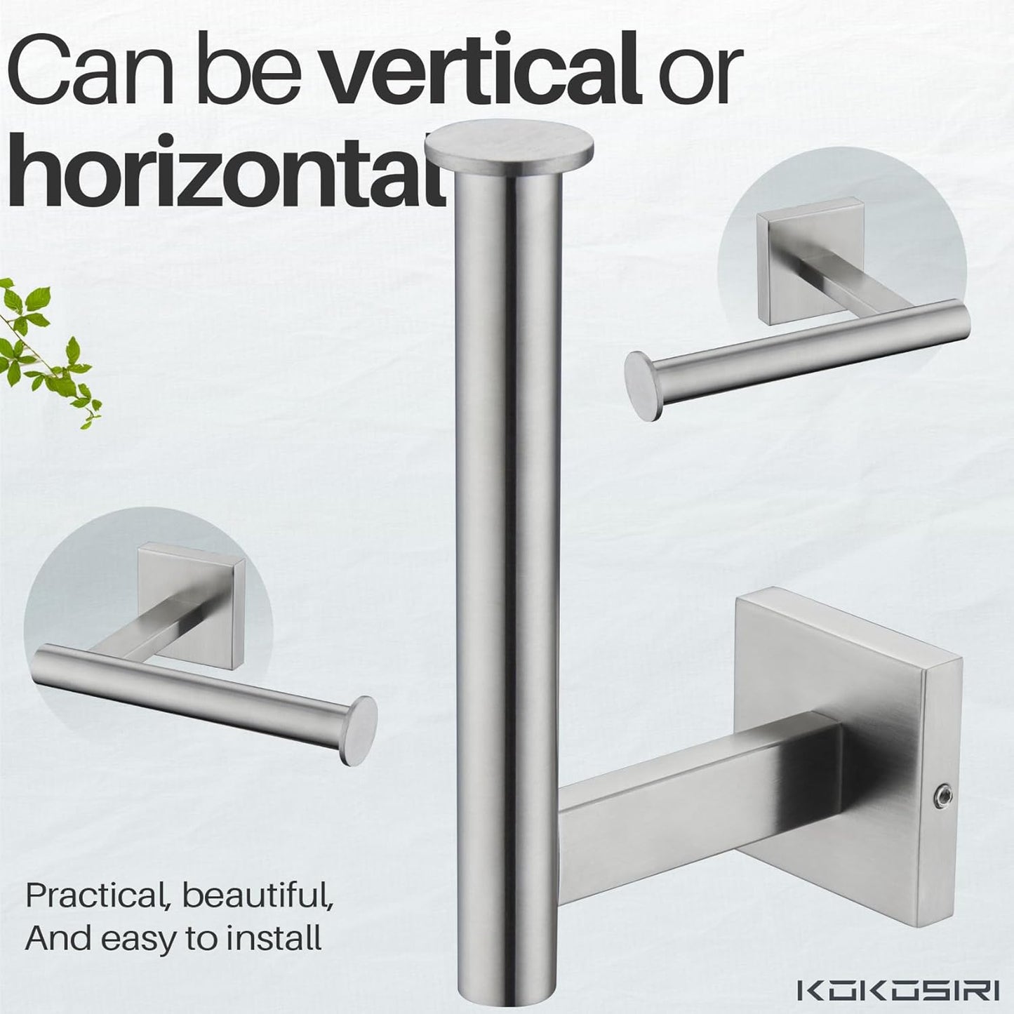 KOKOSIRI Toilet Paper Holder Tissue Paper Dispenser for Bathroom Toilet Roll Holder Wall Mounted, Brushed Nickel Stainless Steel B2008BR