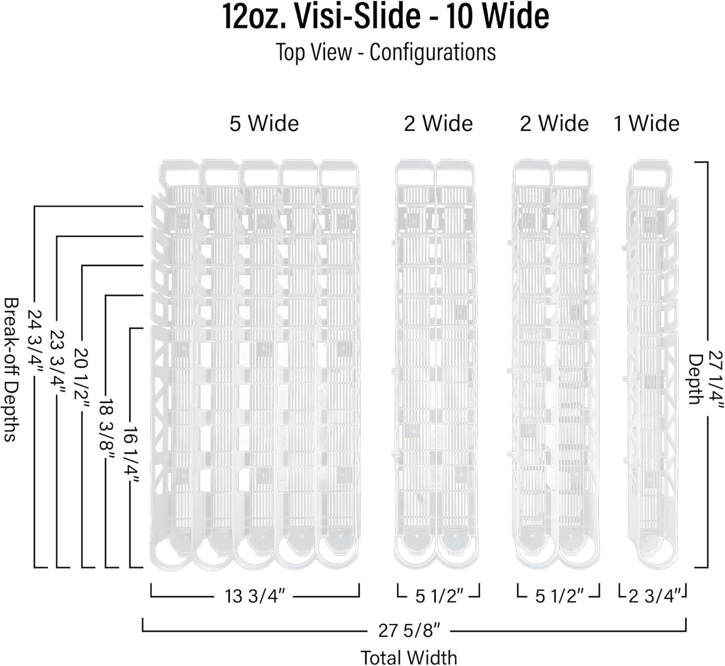 Display Technologies Gravity Fed Organizer for 12/16oz Beverages on Flat & Angled Shelves in Coolers (Pack of 6)