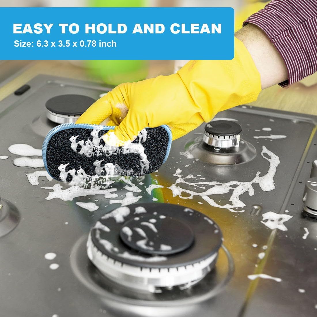 HOMEXCEL 12 Pack Multi-Purpose Scrub Sponges Kitchen, Dish Sponge, Non-Scratch Microfiber Sponge for Efficiently Cleaning Dishes, Pots, and Pans (Blue)