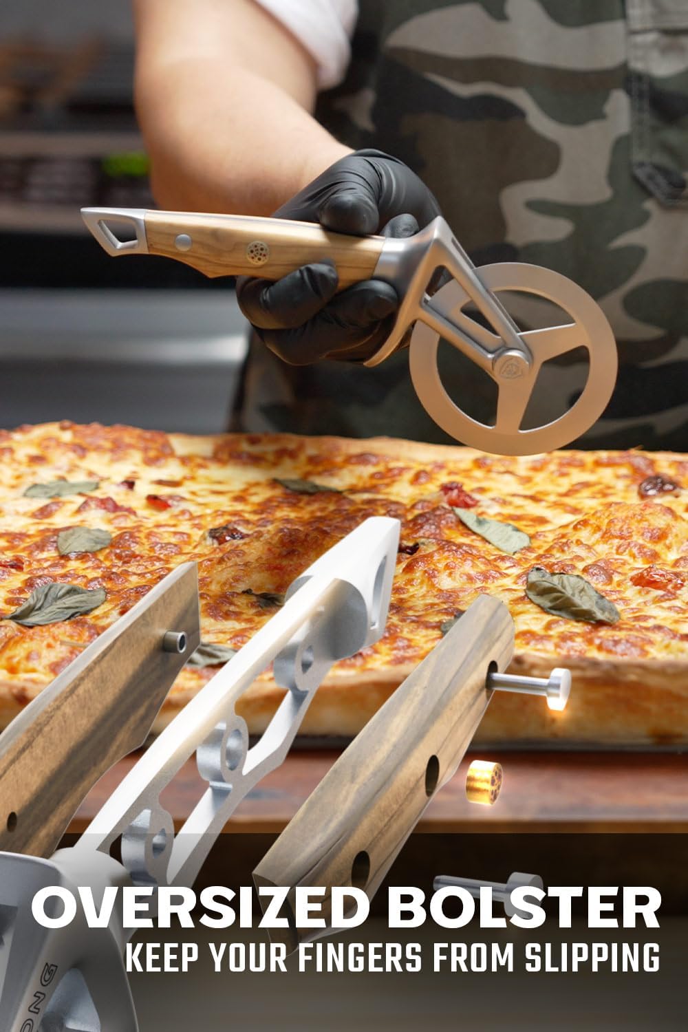 Dalstrong Pizza Wheel Cutter - Olive Wood Handle - The Orbit Razor Unique Pizza Wheel & Cutter -High-Carbon Heavy-Duty Stainless Steel - Razor Sharp - Thumb Guard Protection & Blade Cover