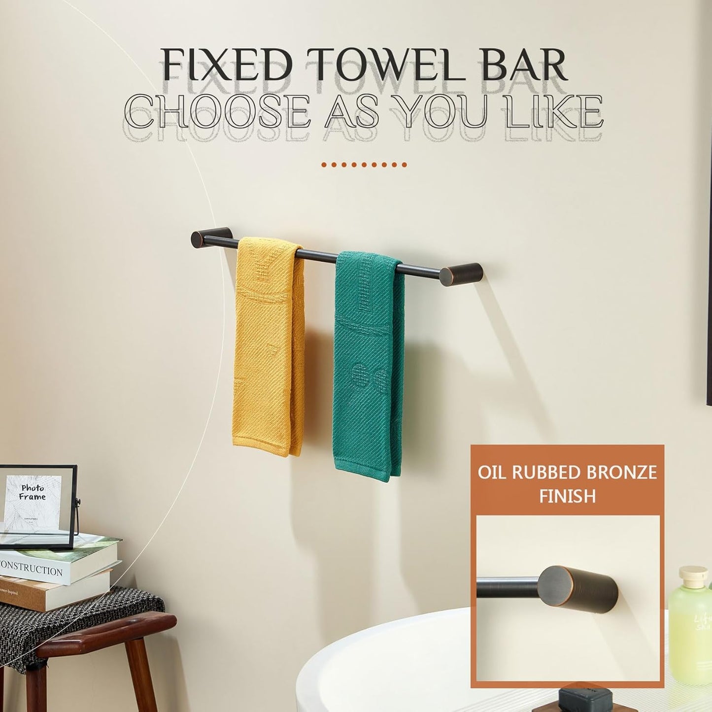 KOKOSIRI Bathroom Towel Rack Wall Mounted 24'' Bath Towel Bar Holder for Bathroom Hardware Accessories Oil Rubbed Bronze Stainless Steel, B4007ORB-L24