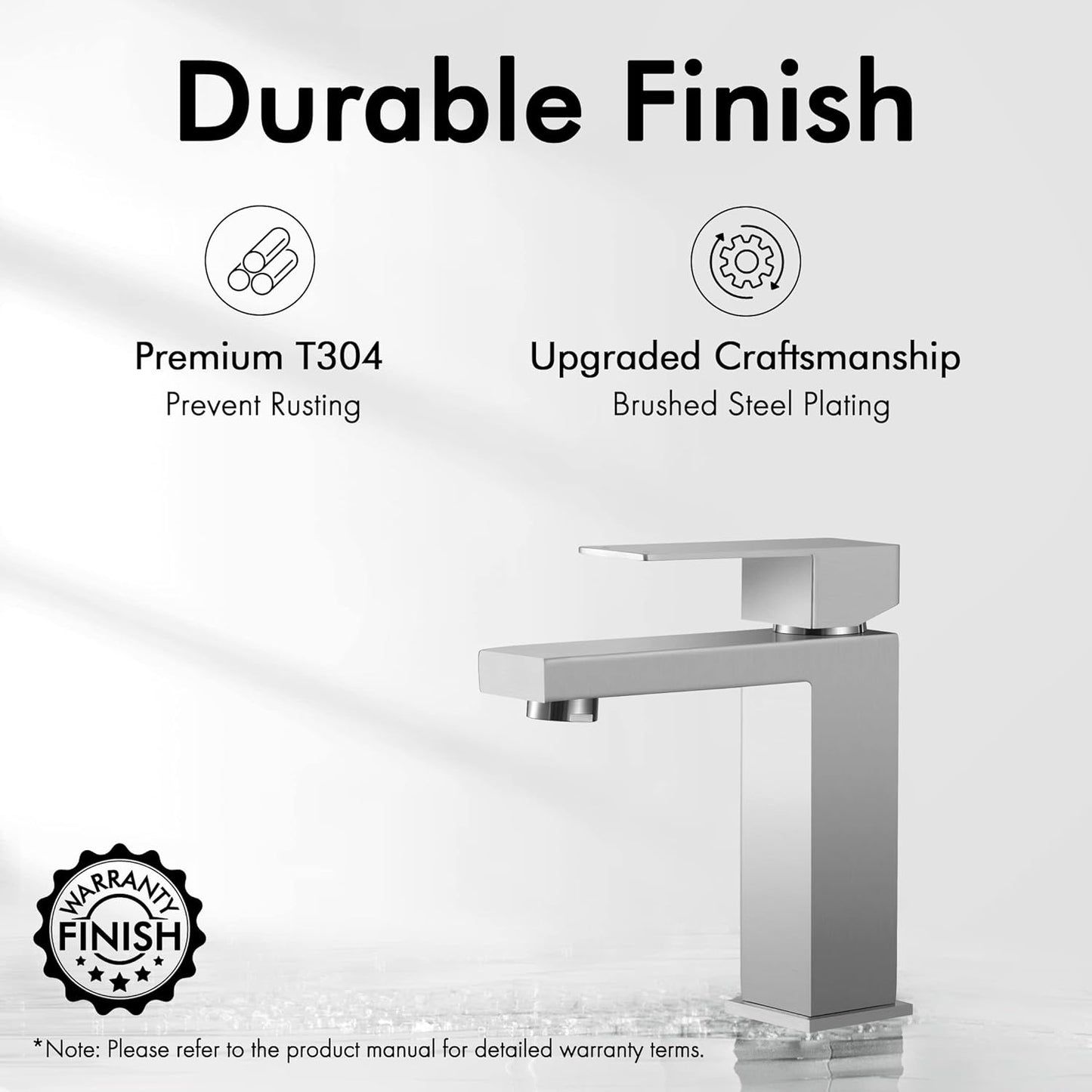 KES Bathroom Faucet Single Hole & Bathroom Sink Drain with Overflow, cUPC Certified Vanity Faucet Brushed Stainless Steel, L3156ALFF12-BS-C1