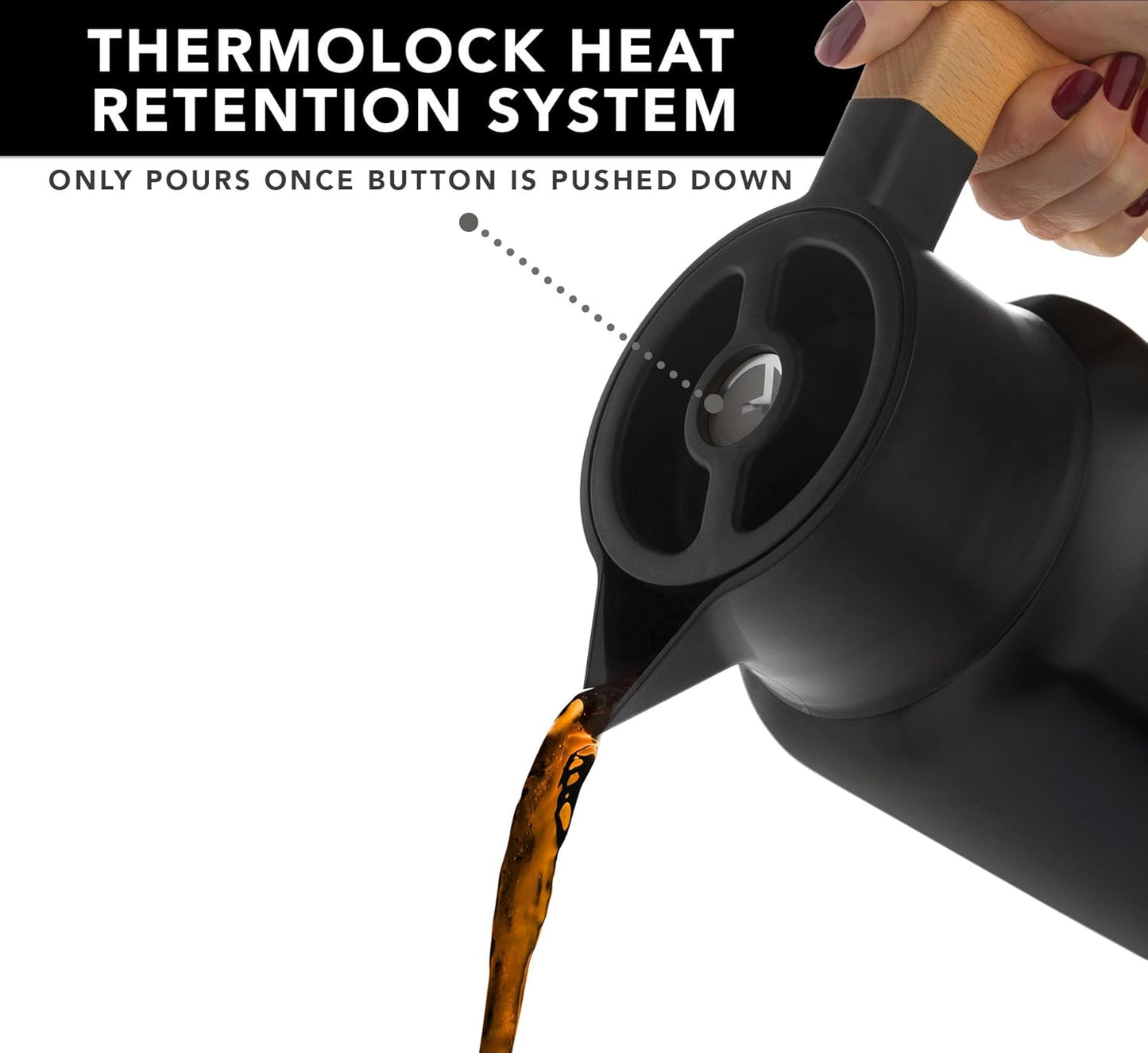 Hastings Collective Thermal Coffee Carafe 50 Oz - Large Stainless Steel Insulated Carafe - 1.5 Liter Double Walled Vacuum Thermos Coffee and Beverage Dispenser with Tea Infuser and Strainer (Black)