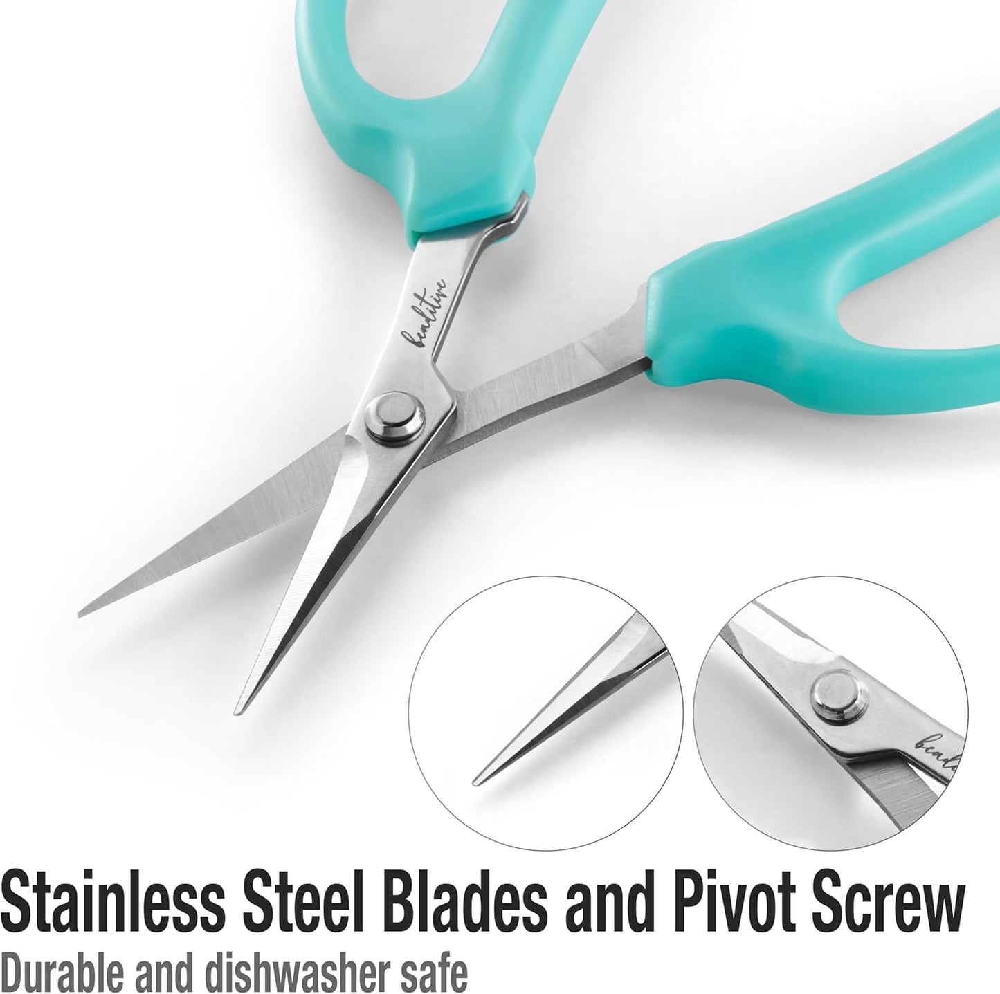 Beaditive Culinary Herb Scissors - Compact 6.5-Inch Stainless Steel Kitchen Scissors - Dishwasher Safe - Sharp Tip for Snipping Fresh Herbs