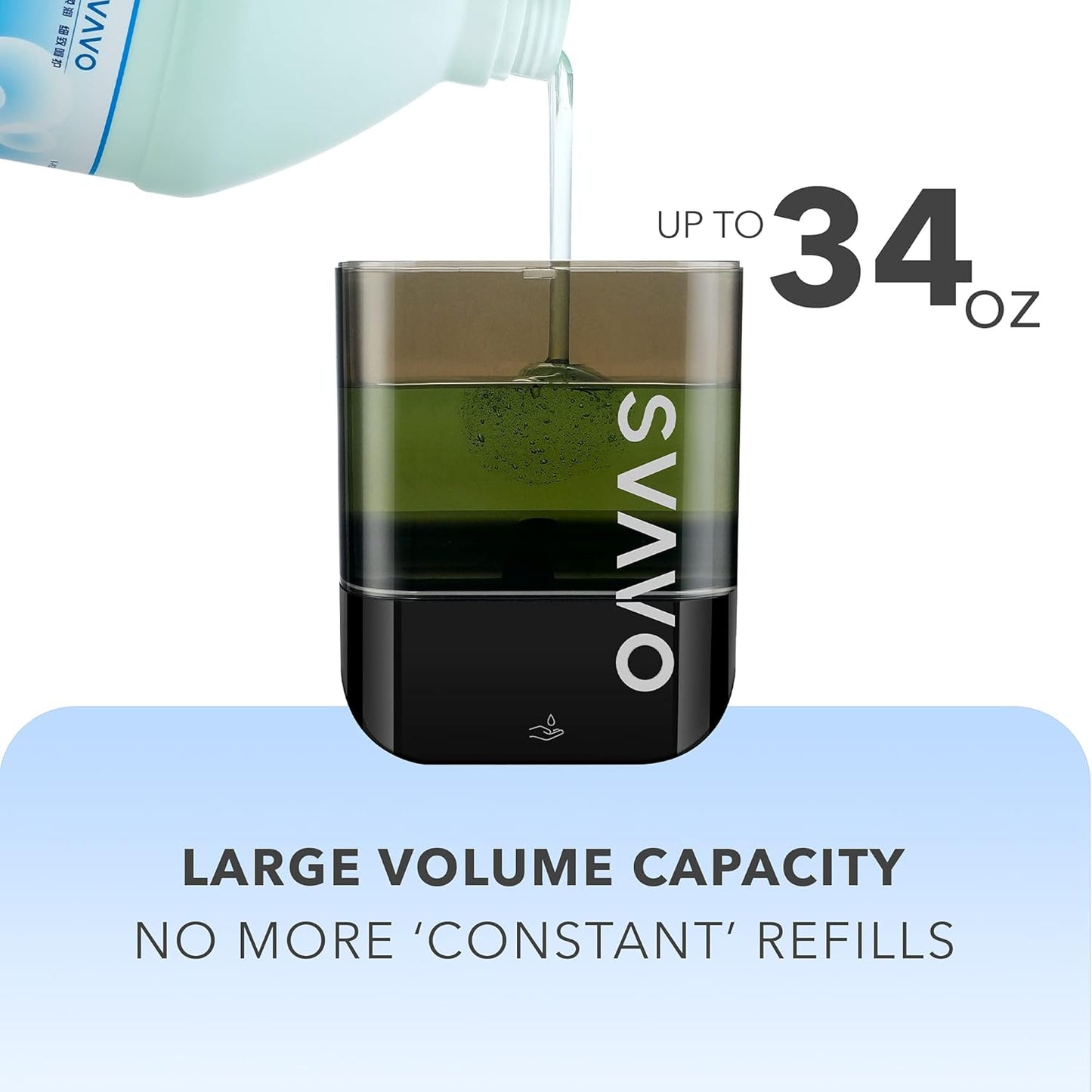 SVAVO Automatic Soap Dispenser Touchless, Hand Soap Dispenser Wall Mount, Electric Sensor Battery Operated for Offices Home Kitchen Bathroom Hotel Restaurant Commercial, 34fl.oz/1000ml Black