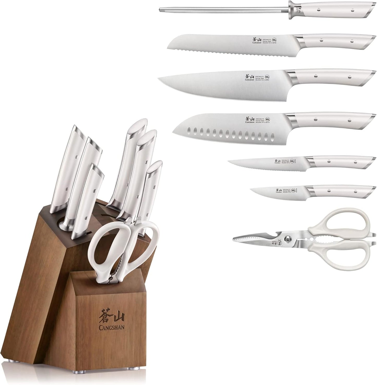 Cangshan HELENA Series German Steel Forged Knife Block Set (8-Piece, White)