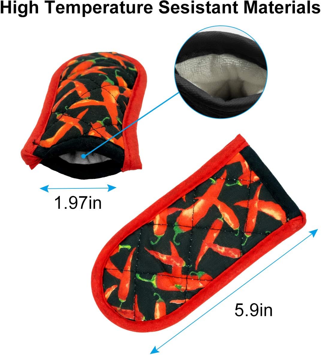 Evoio Cast Iron Skillet Handle Covers, Pan Pot Handle Covers Heat Resistant, Hot Handle Covers, Pan Pot Cast Iron Handle Holder Sleeves Mitt for Kitchen, BBQ and Baking Cookware (2-Pack Red Pepper)