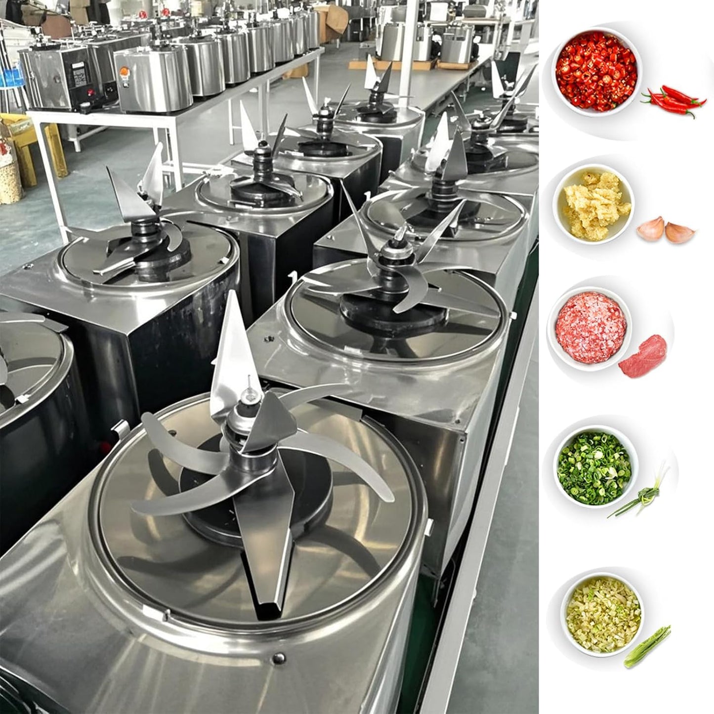 Commercial Electric Food Processor 550W – Heavy Duty Vegetable Chopper Machine – Stainless Steel Body & Blades – 120Kg/H High Capacity – for Restaurant & Kitchen Use (110V)