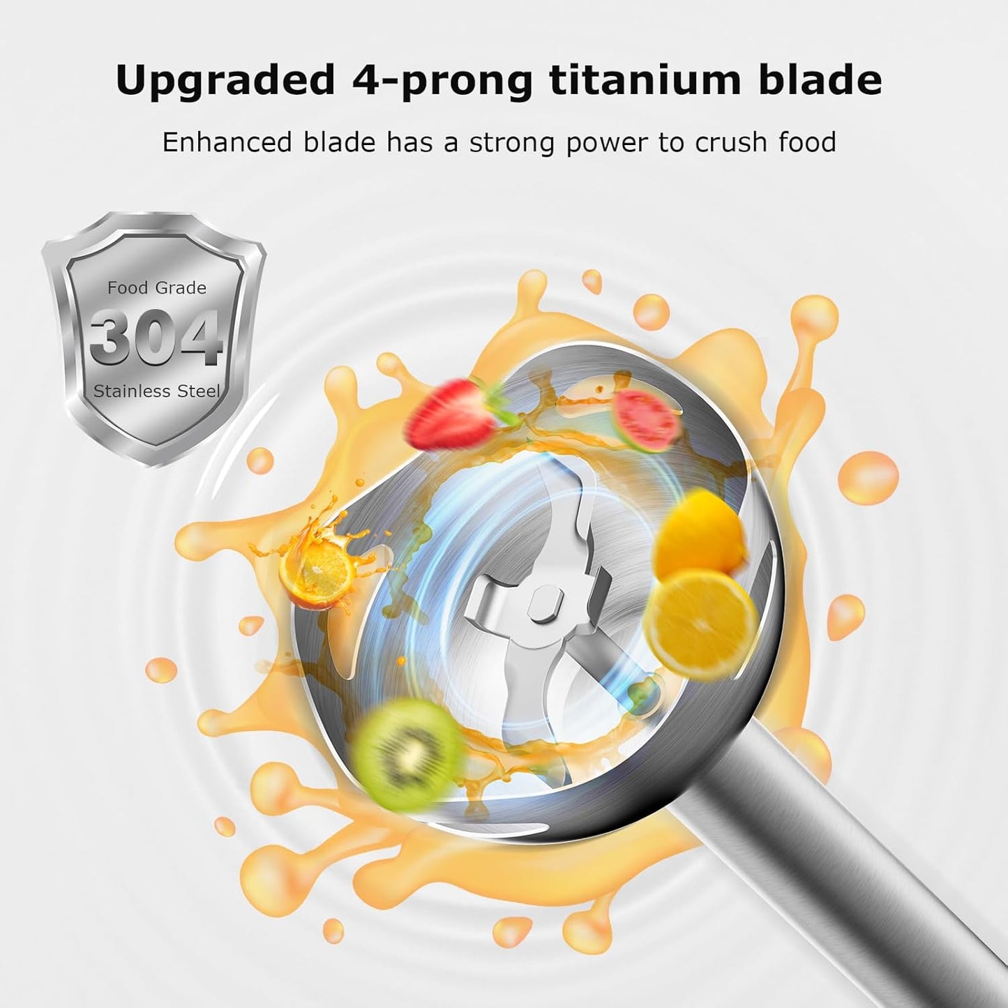 Bonsenkitchen Hand Blender, Immersion Blender with 2 Mixing Speed, 2-In-1 Hand Held Stick Mixer with Beaker for Soups, Smoothies, Sauce, White