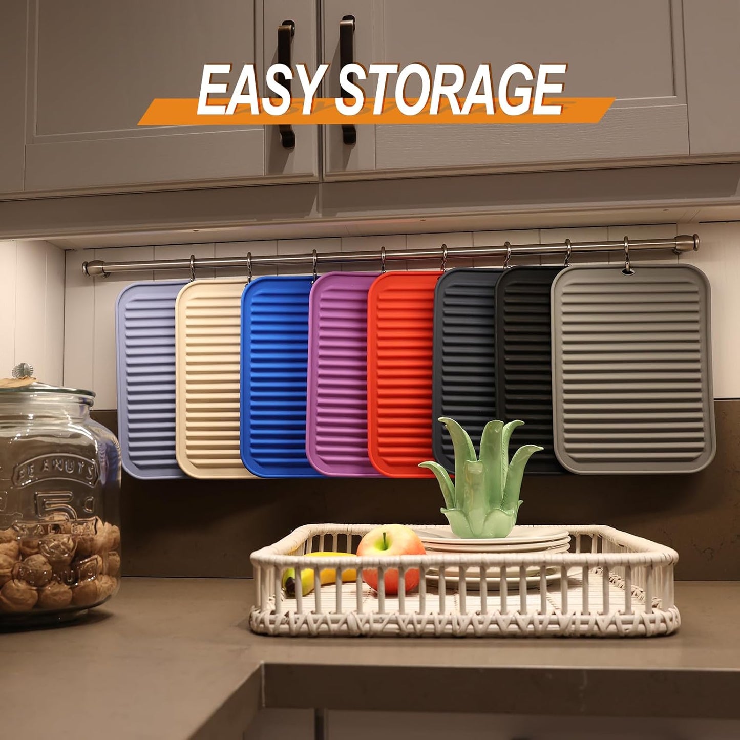 Joyhalo 4 Pack Silicone Trivets for Hot Pots and Pans,480℉ Heat Resistant Trivets for Hot Dishes,Hot Pads for Countertop,Kitchen Potholders,Grey