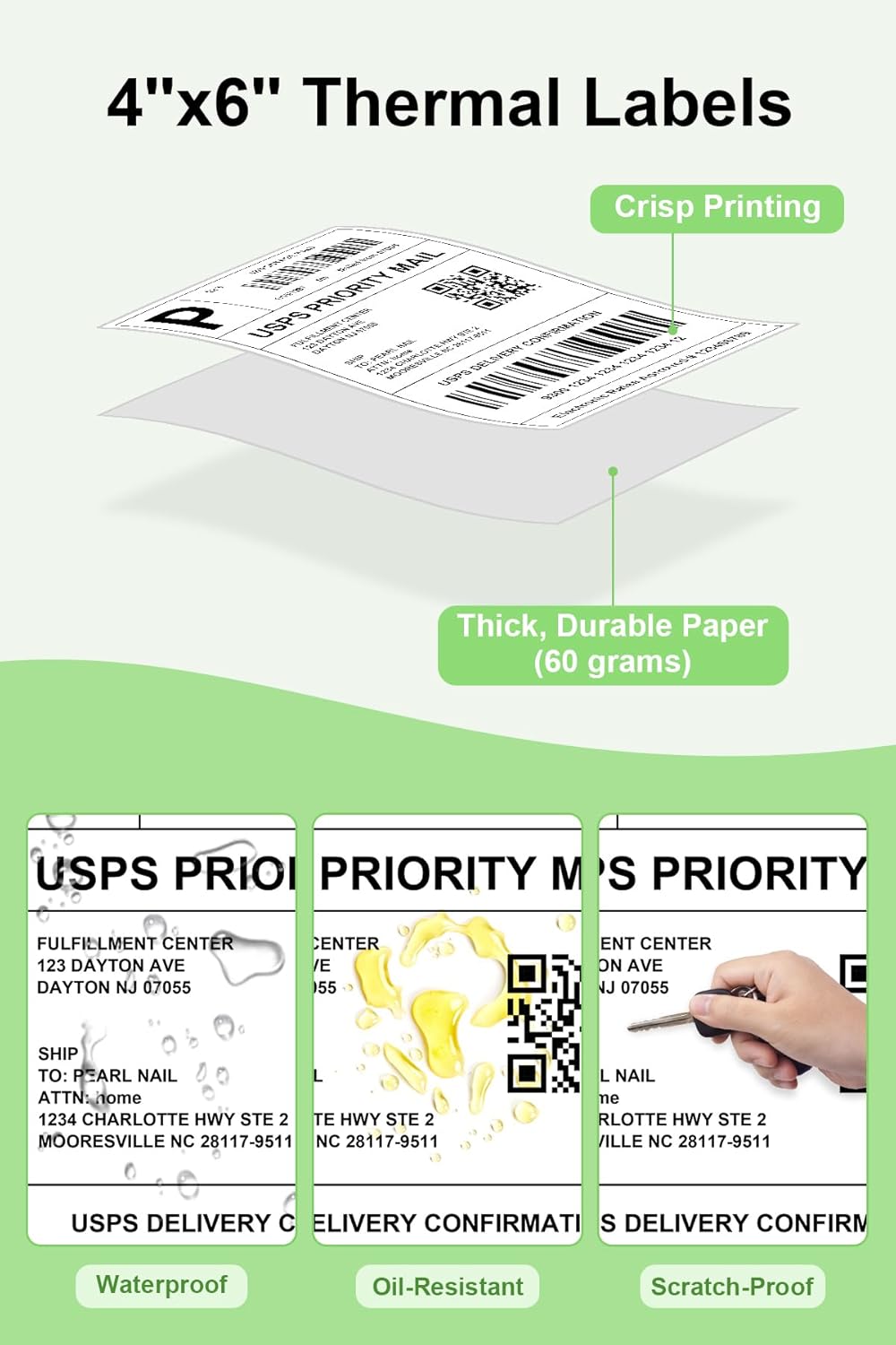 Bulk 4x6 Thermal Labels - 6000 Adhesive Labels | Smudge-Resistant & BPA-Free | Thermal Printer Compatible