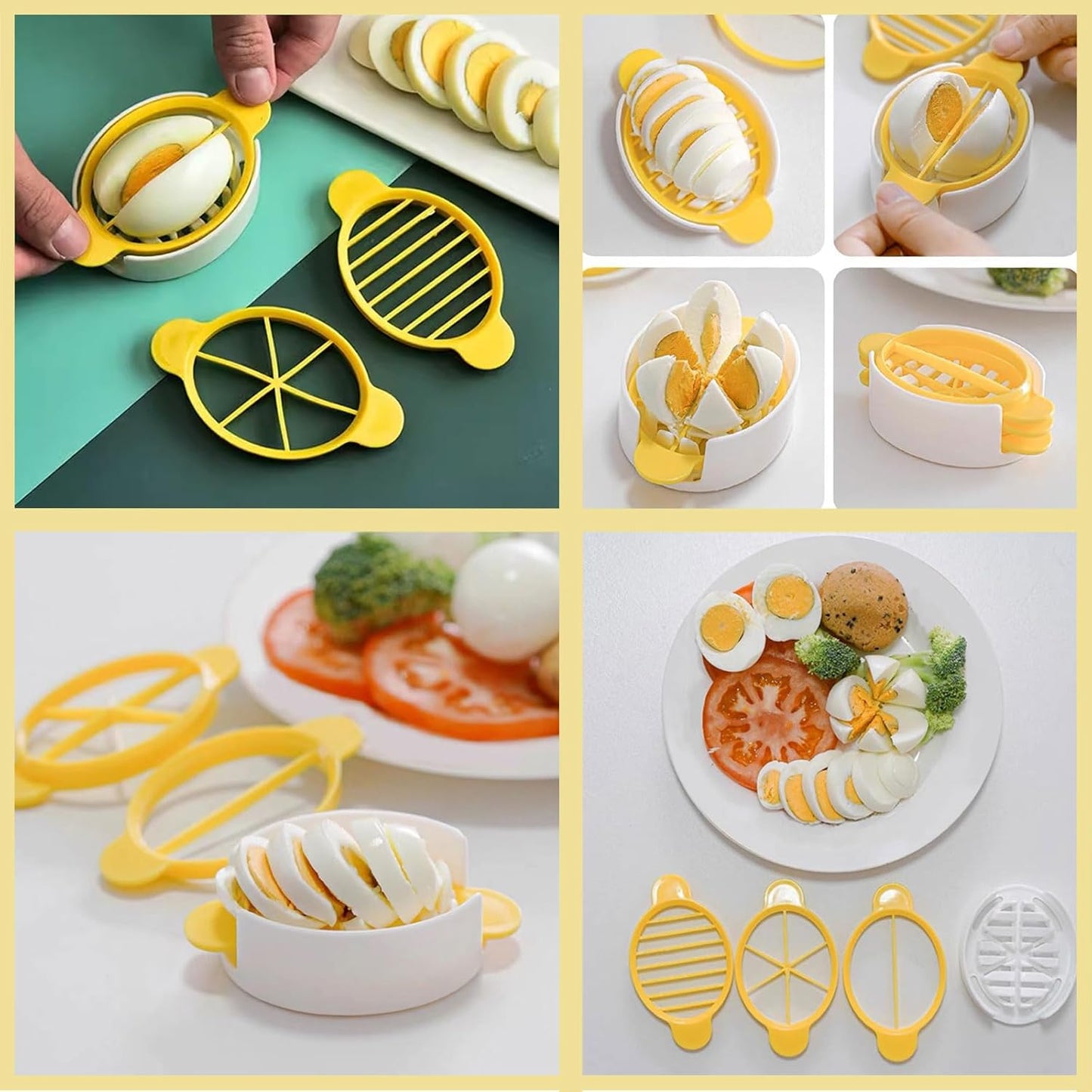 Creative kitchen Tools 3 in 1 Egg Slicer Set with (Hemisect/Slice/Petal) Great for Sandwiches Salads and Hors d'Oeuvres + Egg timer Spa Egg runny egg timer Perfect for Boiling Eggs - Hard Medium Soft