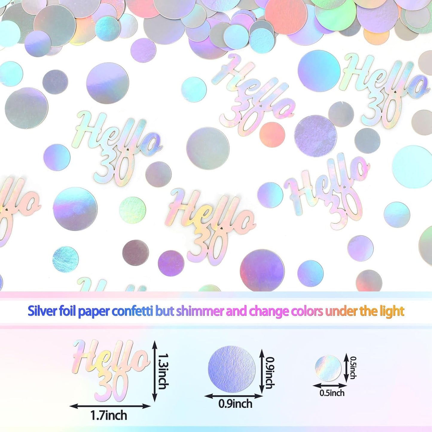 Hello 30 Birthday Confetti for Tables Iridescent Circle Dots Happy 30th Birthday Party Decorations for Her Women Thirty Years Old Birthday Table Scatters Confetti Decor Supplies 300PC