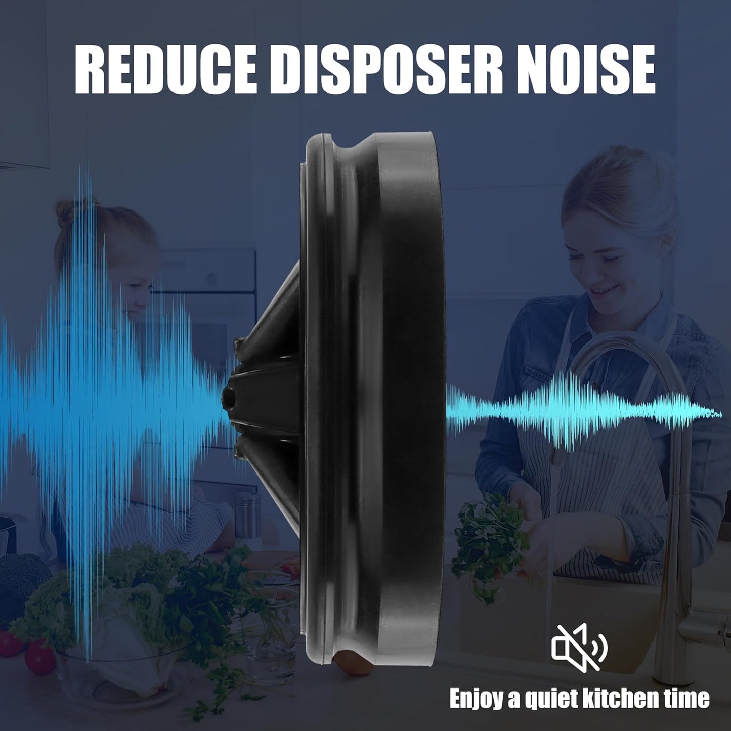 Garbage Disposal Splash Guards 3 3/8" Sink Baffle QCB-AM Replacement for InSinkErator Evolution Series, Upgraded Removable Quiet Collar Drain Plugs, Garbage Disposer Accessories, Black