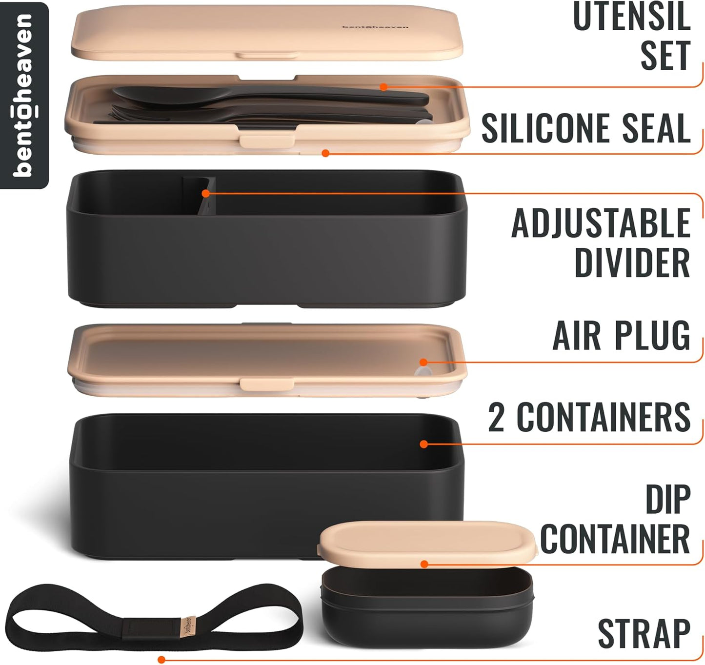 Bentoheaven Premium Bento Box Adult Lunch Box with Compartments for Women & Men, Set of Utensil & Chopsticks & Dip Container, Cute Japanese Kids Bento Lunch Box, Microwavable (Bingo Flamingo)