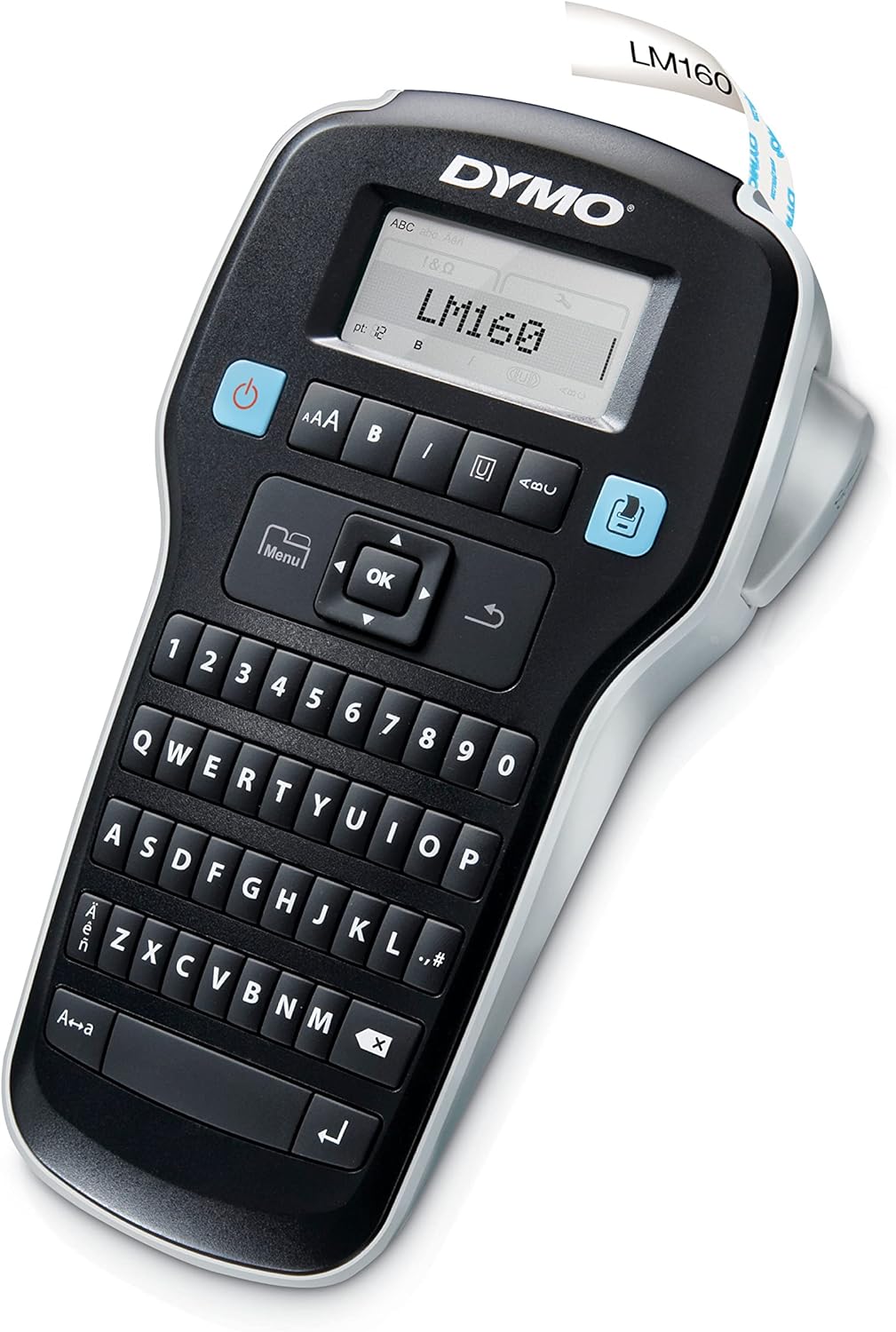 DYMO Label Maker LabelManager 160 Portable Label Maker, Easy-to-Use, One-Touch Smart Keys, QWERTY Keyboard, Large Display, for Home & Office Organization, Black