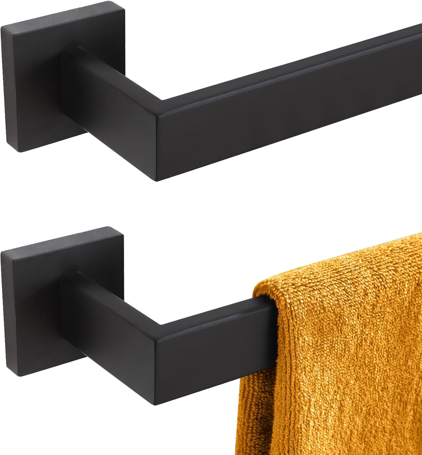 KOKOSIRI 32-Inch Single Towel Bar, Bathroom Kitchen Towel Holder, Wall Mounted SUS304 Stainless Steel Towel Rack 2 Pack, Matte Black, B4003BK-L32-P2