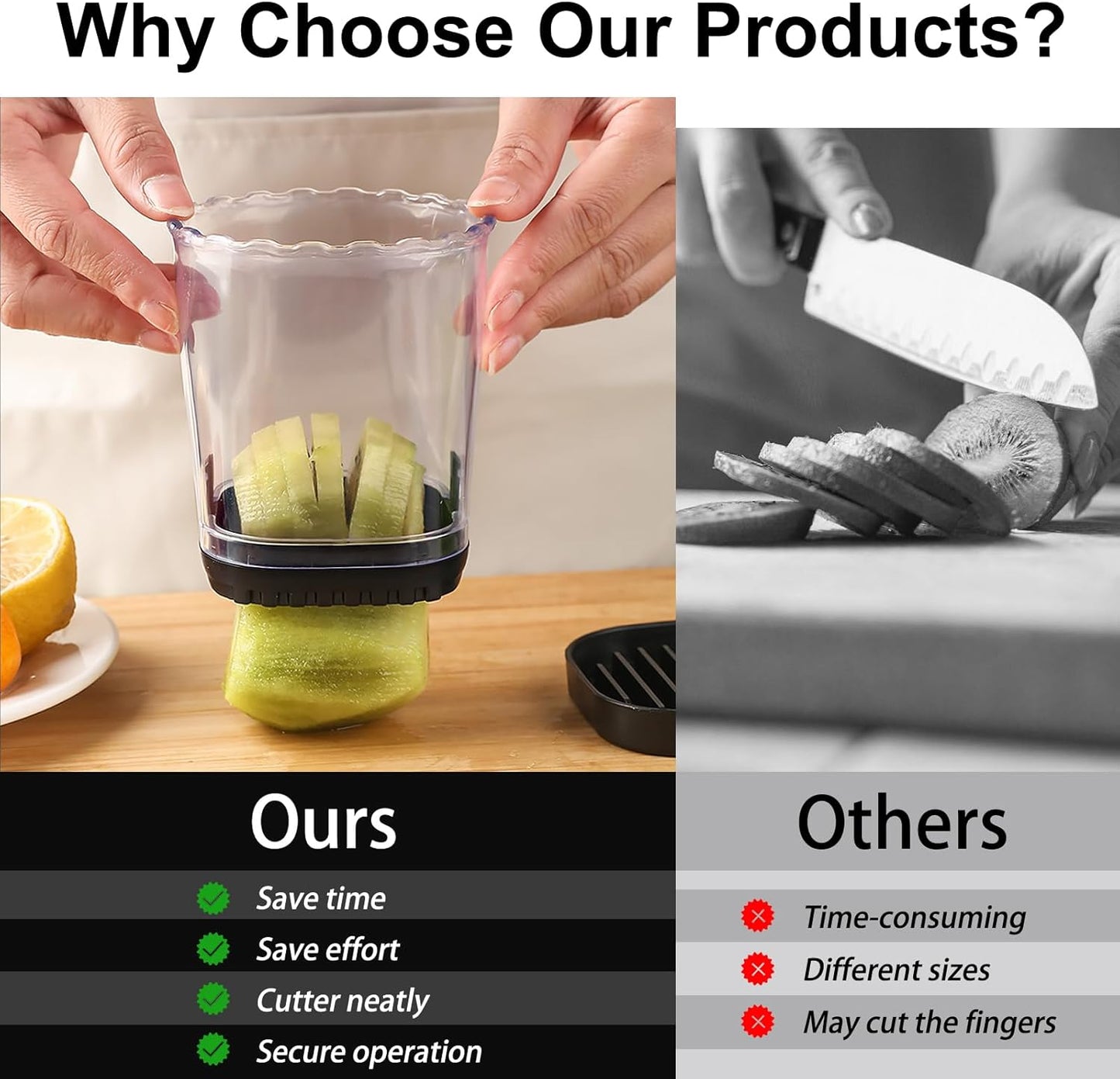 Fruit Slicer Cup: Strawberry Slicer, Strawberries Cutter Cup, Speed Cutter for Banana Grape Egg Kitchen Portable Slicing Tool(Black)