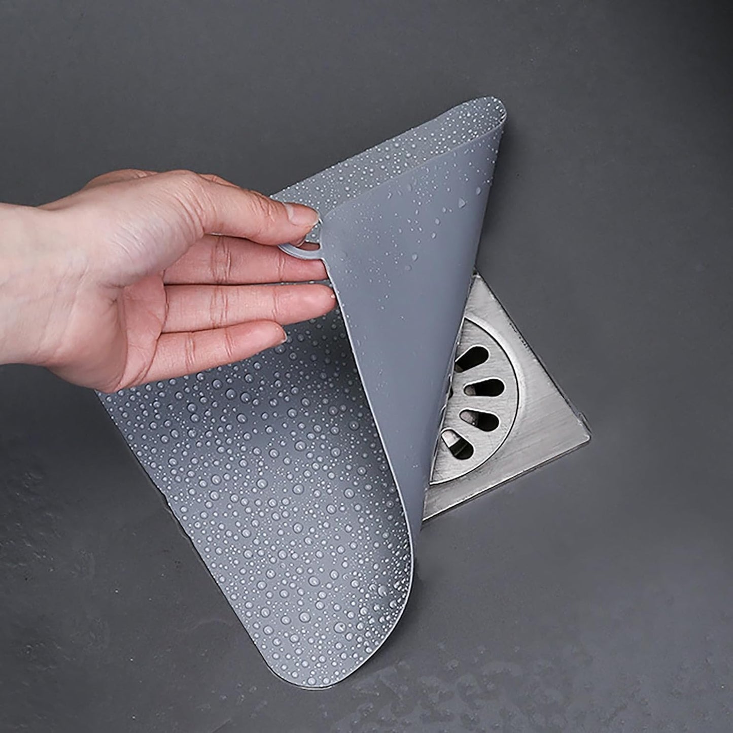 Silicone Tub Stopper Floor Drain Cover, 2 Pieces Sewer Anti-Odor Mat Deodorizing Drain Plugs for Kitchen,Bathroom and Laundry(5x5inch) Grey