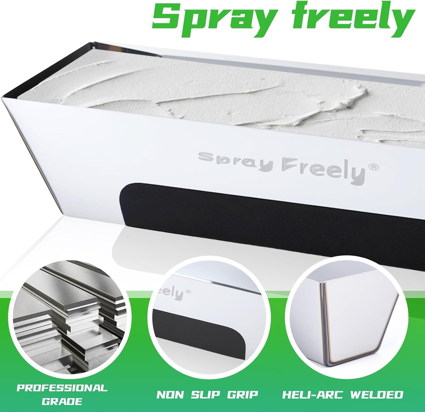 Drywall Mud Pan, Stainless Steel Mud Pan, Sheared Edges for Easy Knife Cleaning, Perfect Size for Larger Drywall Knife, Suitable For Mortar, Mixing Cement, Putty And Paint (14 Inch 2 Pack)