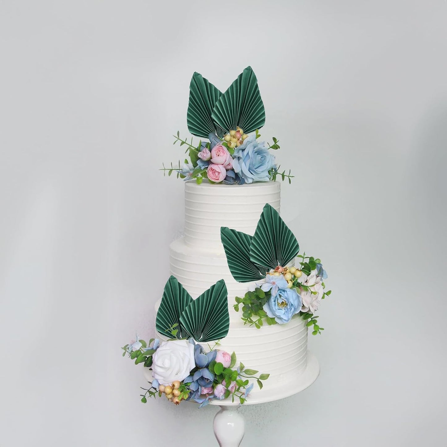 Gyufise 6Pcs Paper Palm Fan Cake Toppers Palm Spear Leaves Fan Cupcake Toppers Cake Insert Decorations Craft DIY Cake Bakeware Decoration for Birthday Party Wedding Party Decor Supplies Green