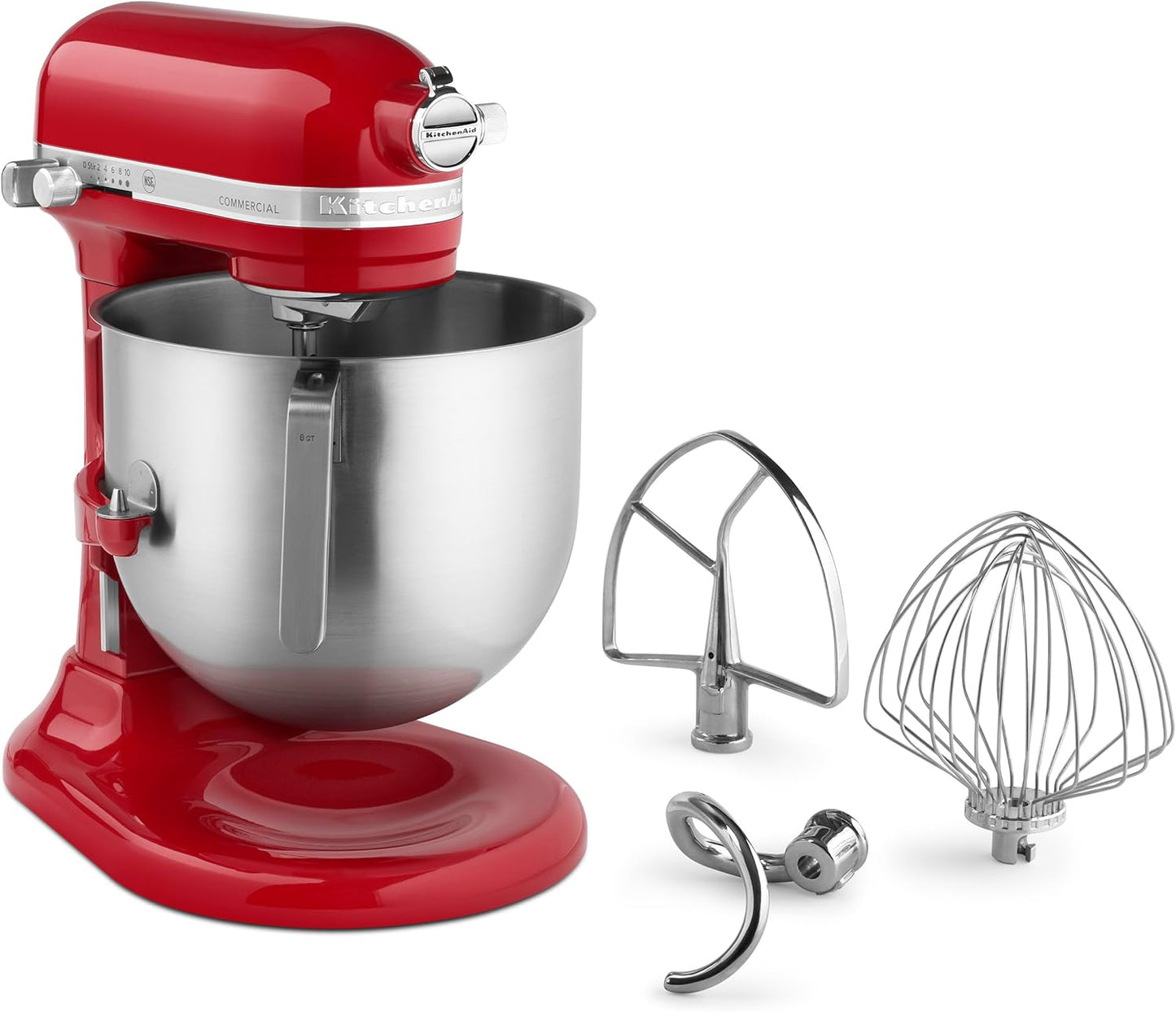 KitchenAid KSM8990ER 8-Quart Commercial Countertop Mixer, 10-Speed, Gear-Driven, Empire Red