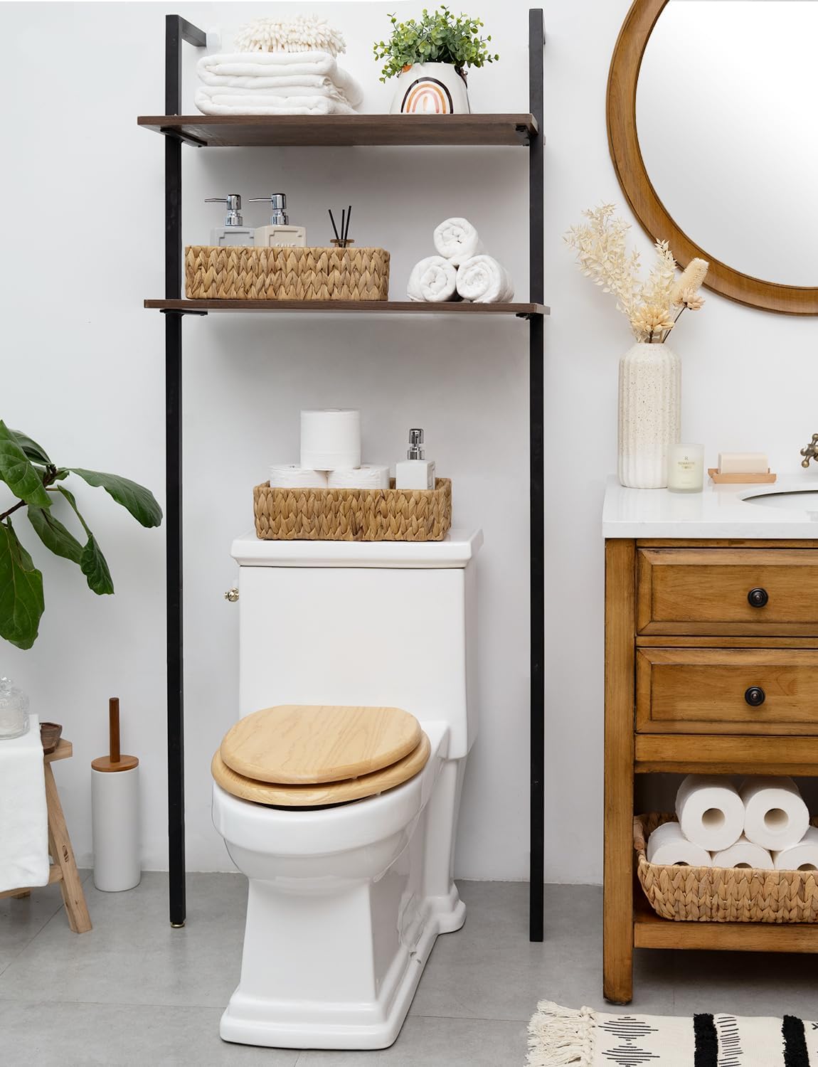 StorageWorks Water Hyacinth Basket for Toilet Paper, Wicker Baskets for Storage with Built-in Handles, 14 ¼"L x 6 ½"W x 3 ¾"H