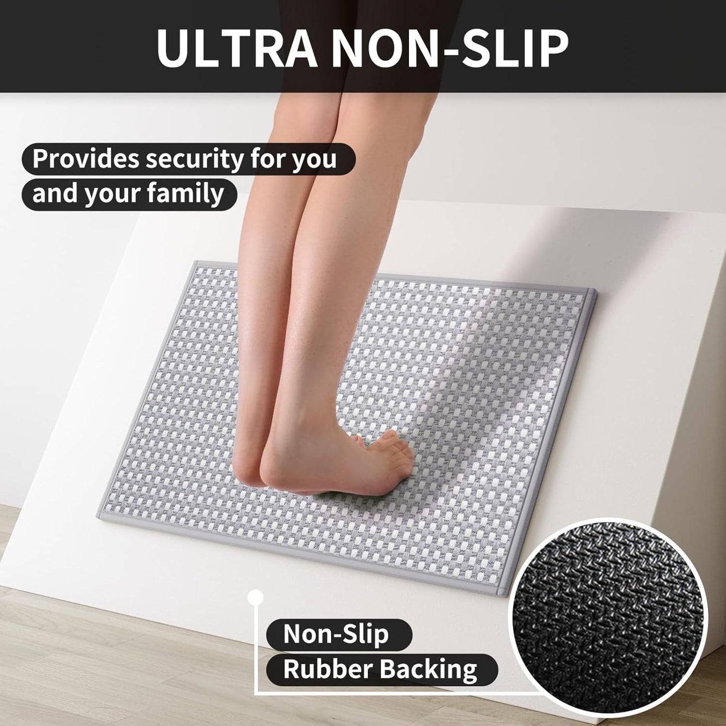 Kitchen Mat Kitchen Rugs Sets of 2 PCS Non Slip Washable, Super Absorbent Soft Braided Kitchen Mats for Floor, Rubber Backing Comfort Standing Kitchen Sink Mat Runner Rug, Gray 17"x28"+17"x59"