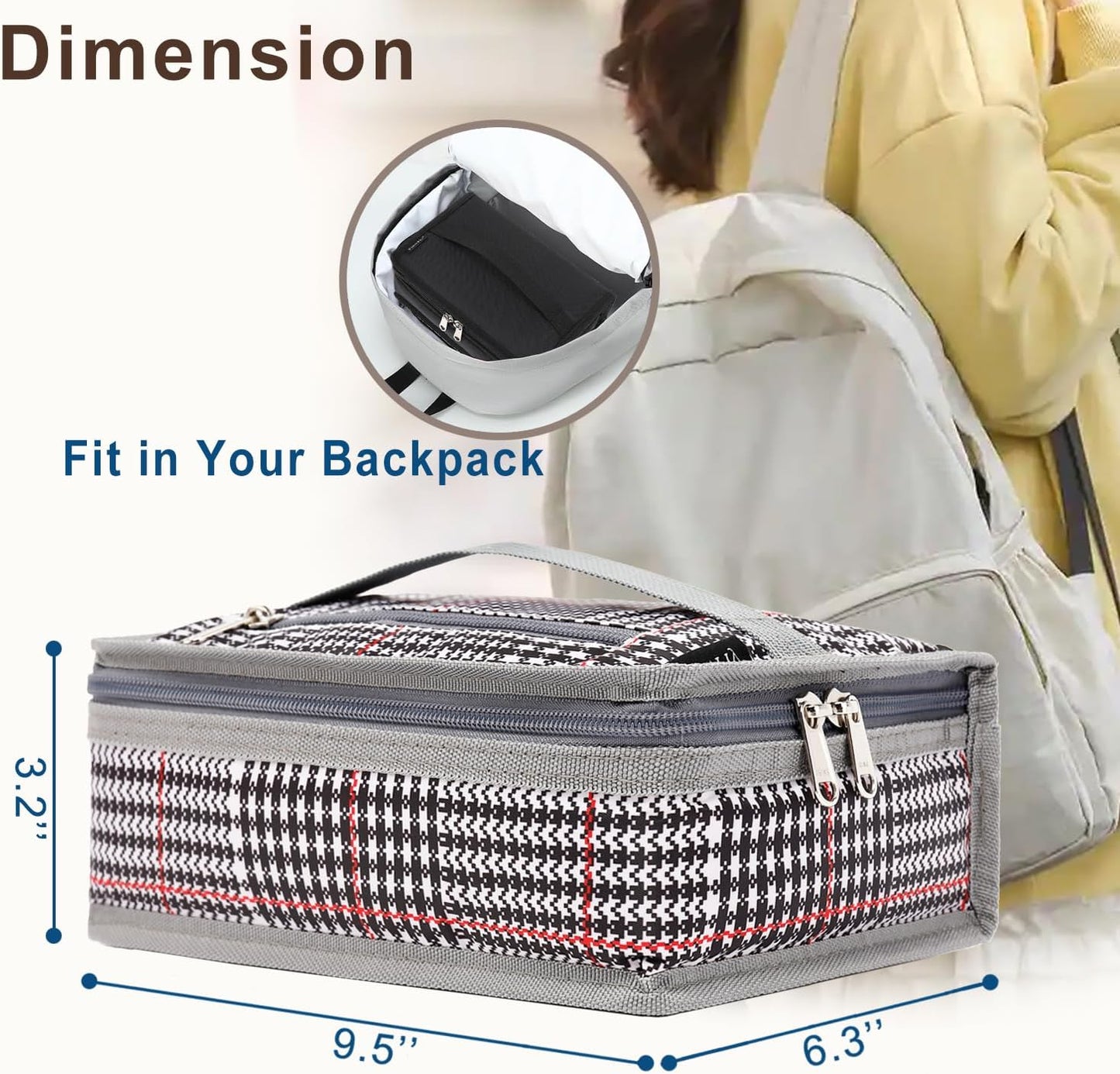 FlowFly Small Insulated Lunch box Portable Soft Bag Mini Cooler Thermal Meal Tote Kit with Handle for Work & School (W&B)