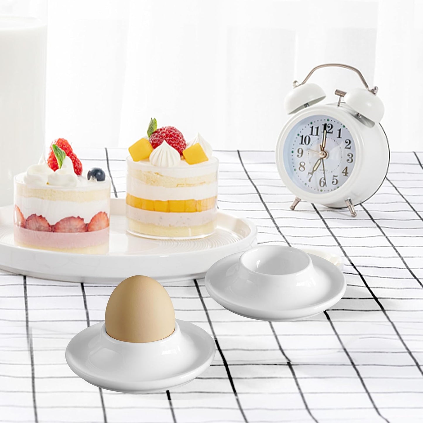 Cinf Ceramic Egg Holder Gift Set of 2 Porcelain Holder Breakfast Boiled Cooking Easy to Clean Childhood Memories Kitchen