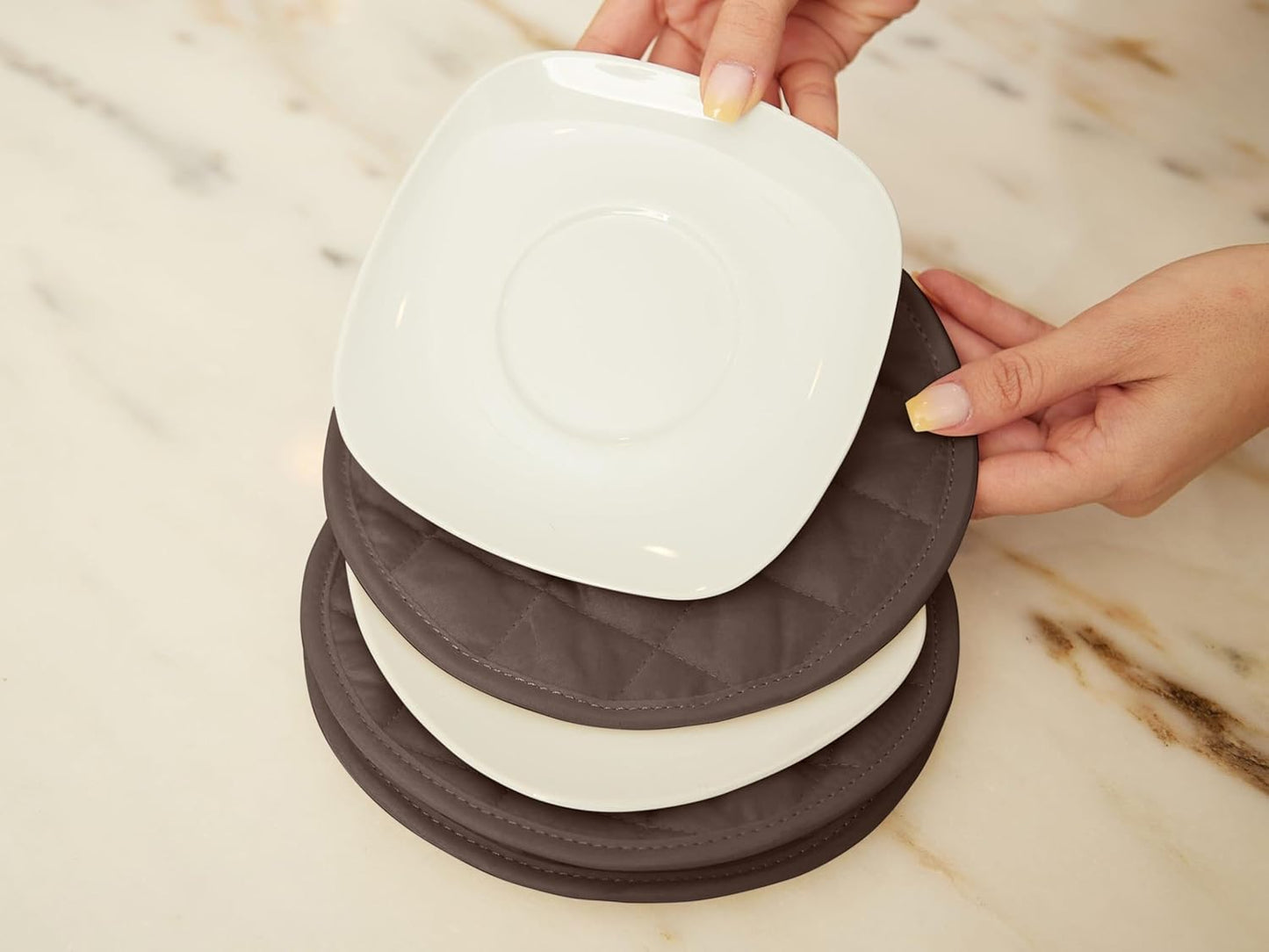 Covermates Keepsakes - Quilted Divider Set - Set of 4 - Scratch & Breakage Protection - Stain Resistant - Machine Washable - China Storage, Bronze