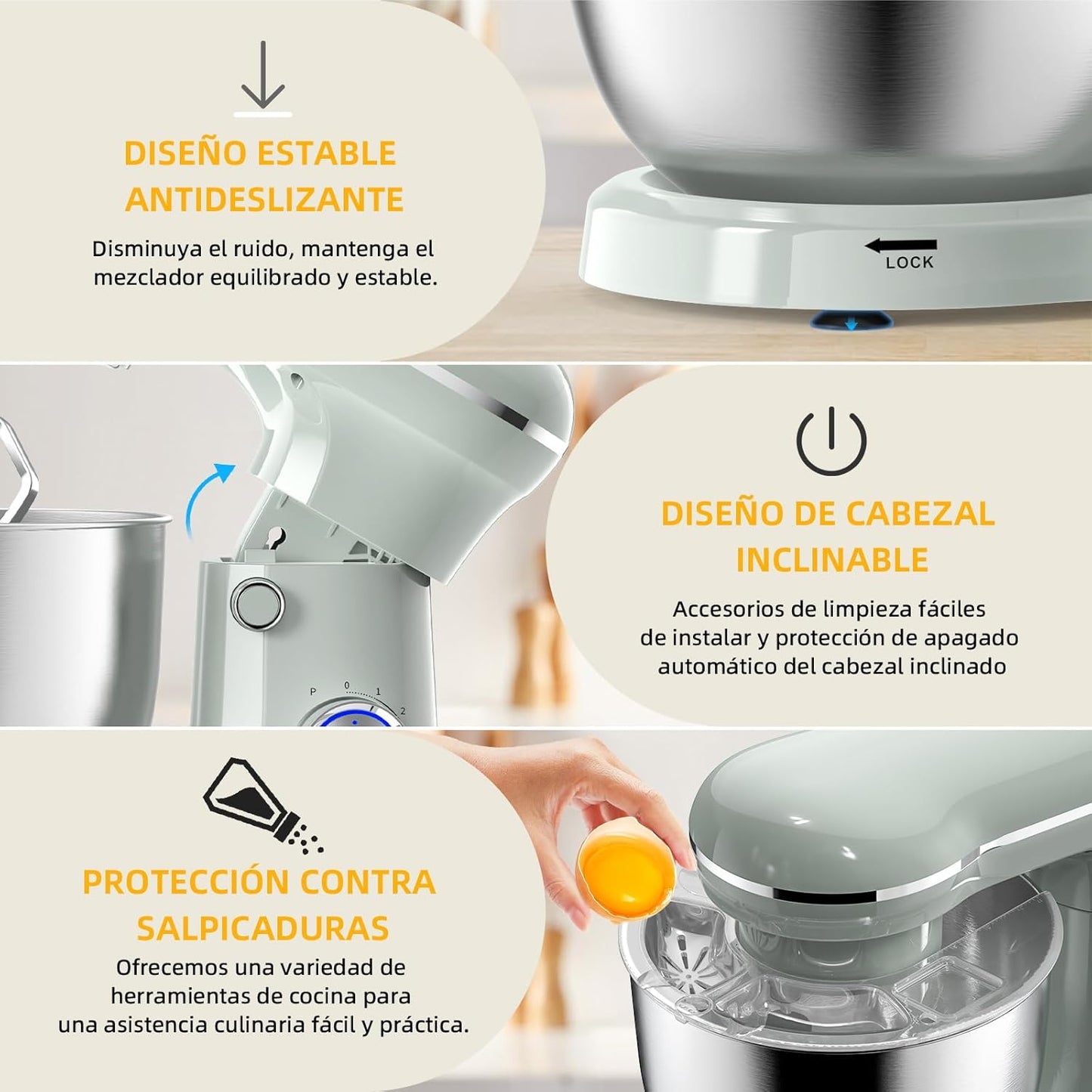 Electric Stand Mixer,660W 10 Speeds Tilt-Head Food Mixer, 3-IN-1 Kitchen Mixer for Daily Cooks with 6.5 QT Bowl,Dough Hook, Beater, Whisk (Morandi Green)