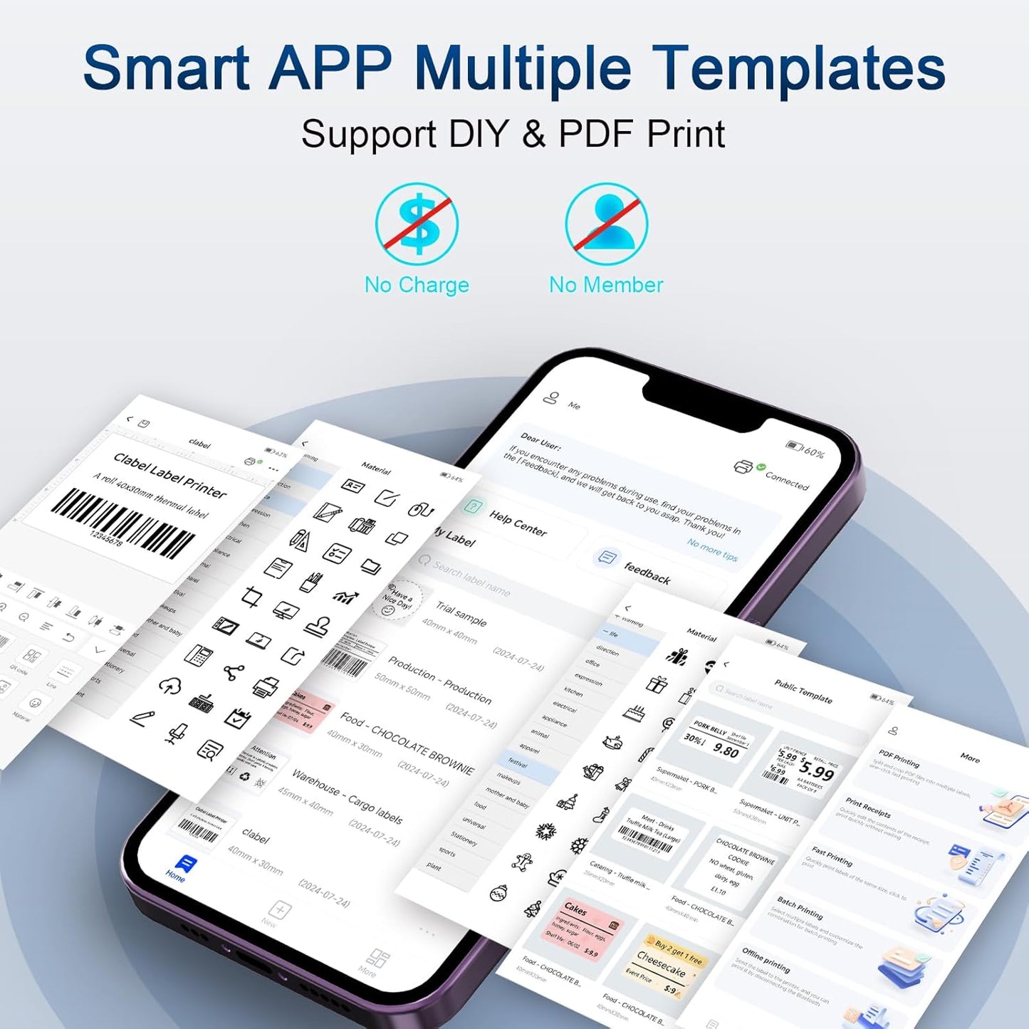 CLABEL Desk Bluetooth Barcode Label Printer: Label Maker with Direct Thermal Printing, 3 Inch Print Width for Barcodes Address Shipping Warehouse with 1 Roll Label (3 Inch Soot)