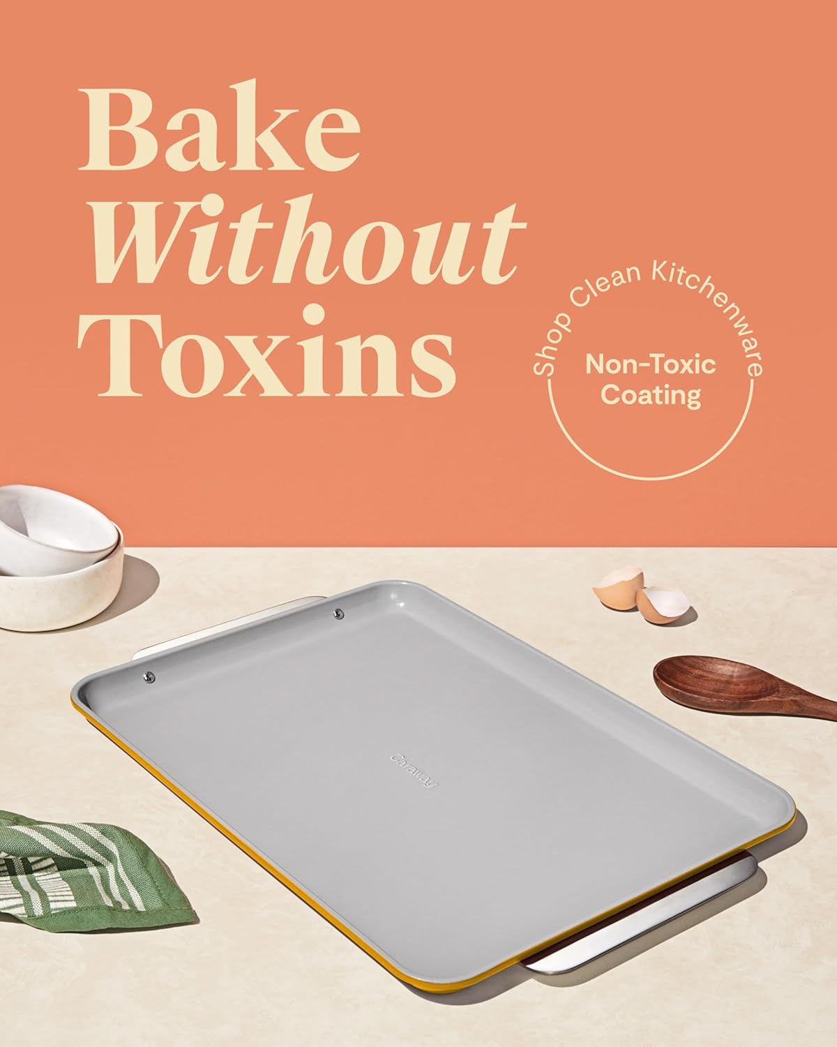 Caraway Non-Stick Ceramic Baking Sheet - Naturally Slick Ceramic Coating - Non-Toxic, PTFE & PFOA Free - Perfect for Baking, Roasting, and More - Large (18" x 13") - Marigold