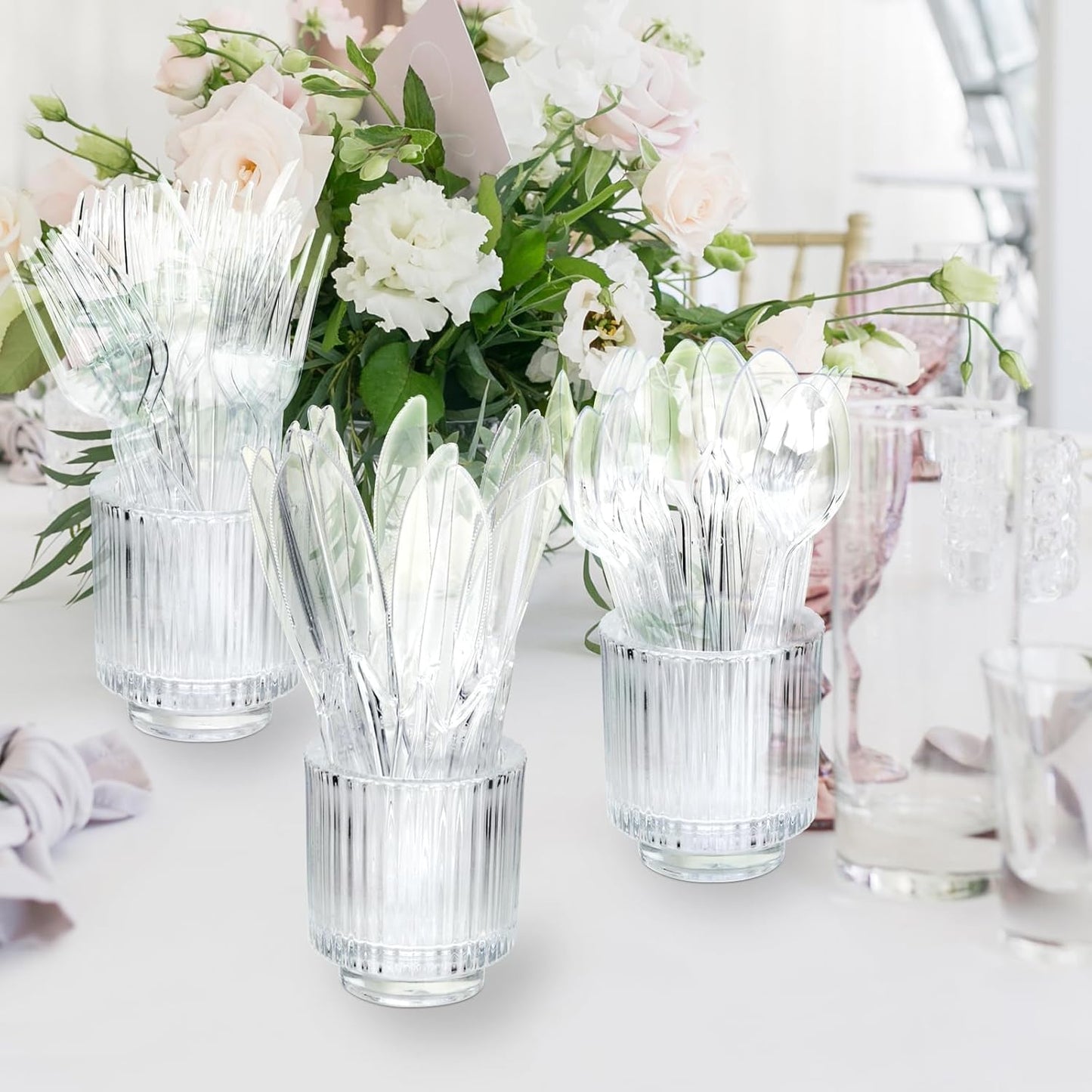 1000 Count Plastic Silverware Heavy Duty - 500 Spoons, 500 Forks, BPA-Free, Heat Resistant, Disposable Plastic Utensils Set, Plastic Cutlery Set, Plasticware Bulk for Party